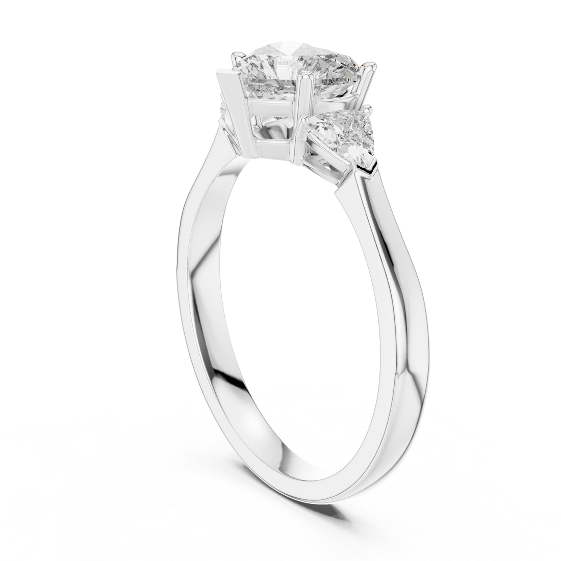 Heart And Trillion Cut Brilliant Moissanite VVS1 Eternity Engagement Ring