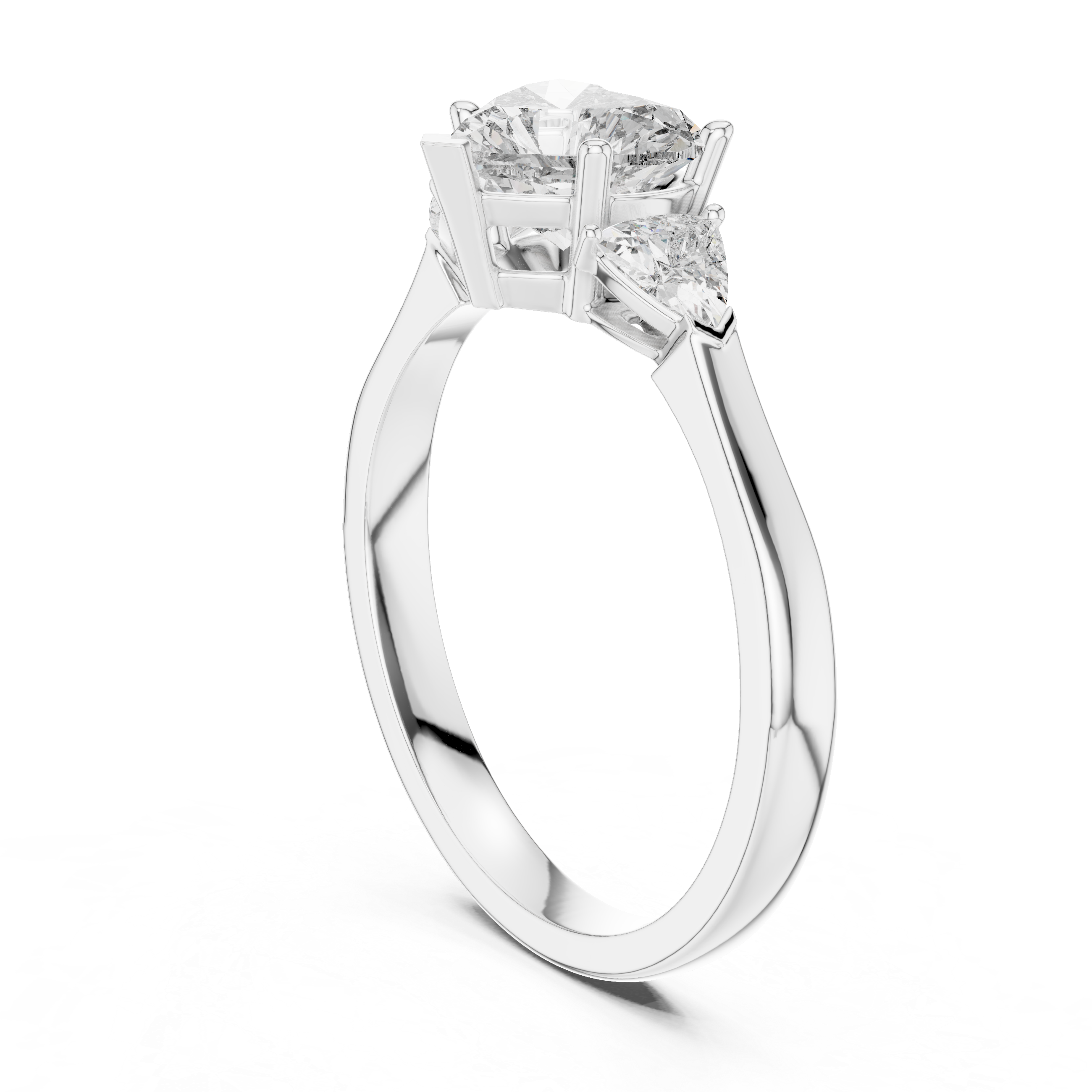 Heart And Trillion Cut Brilliant Moissanite VVS1 Eternity Engagement Ring