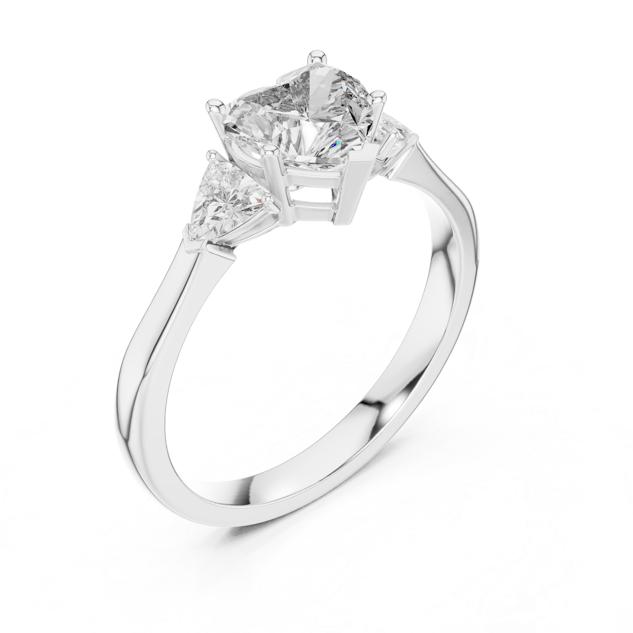 Heart And Trillion Cut Brilliant Moissanite VVS1 Eternity Engagement Ring