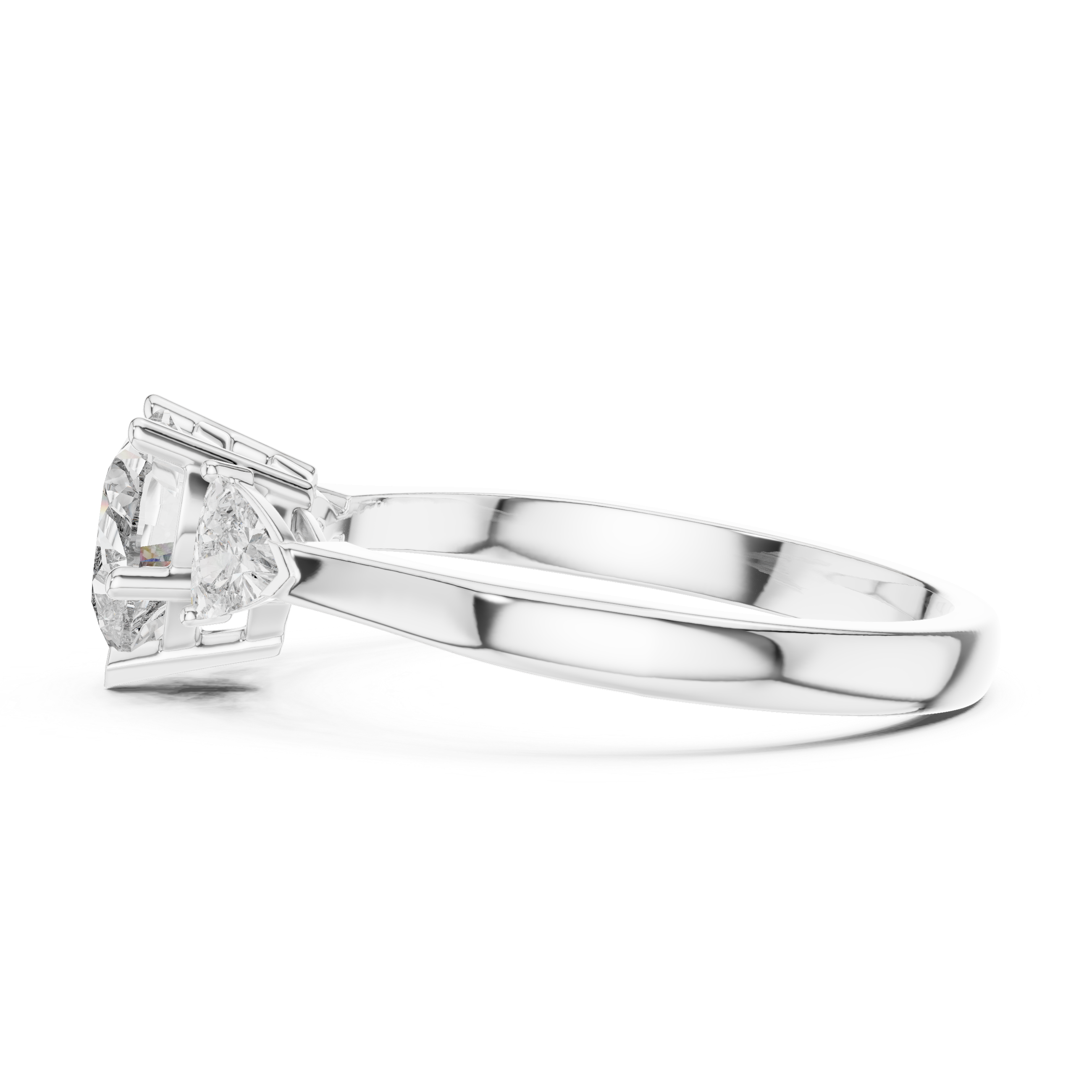 Heart And Trillion Cut Brilliant Moissanite VVS1 Eternity Engagement Ring
