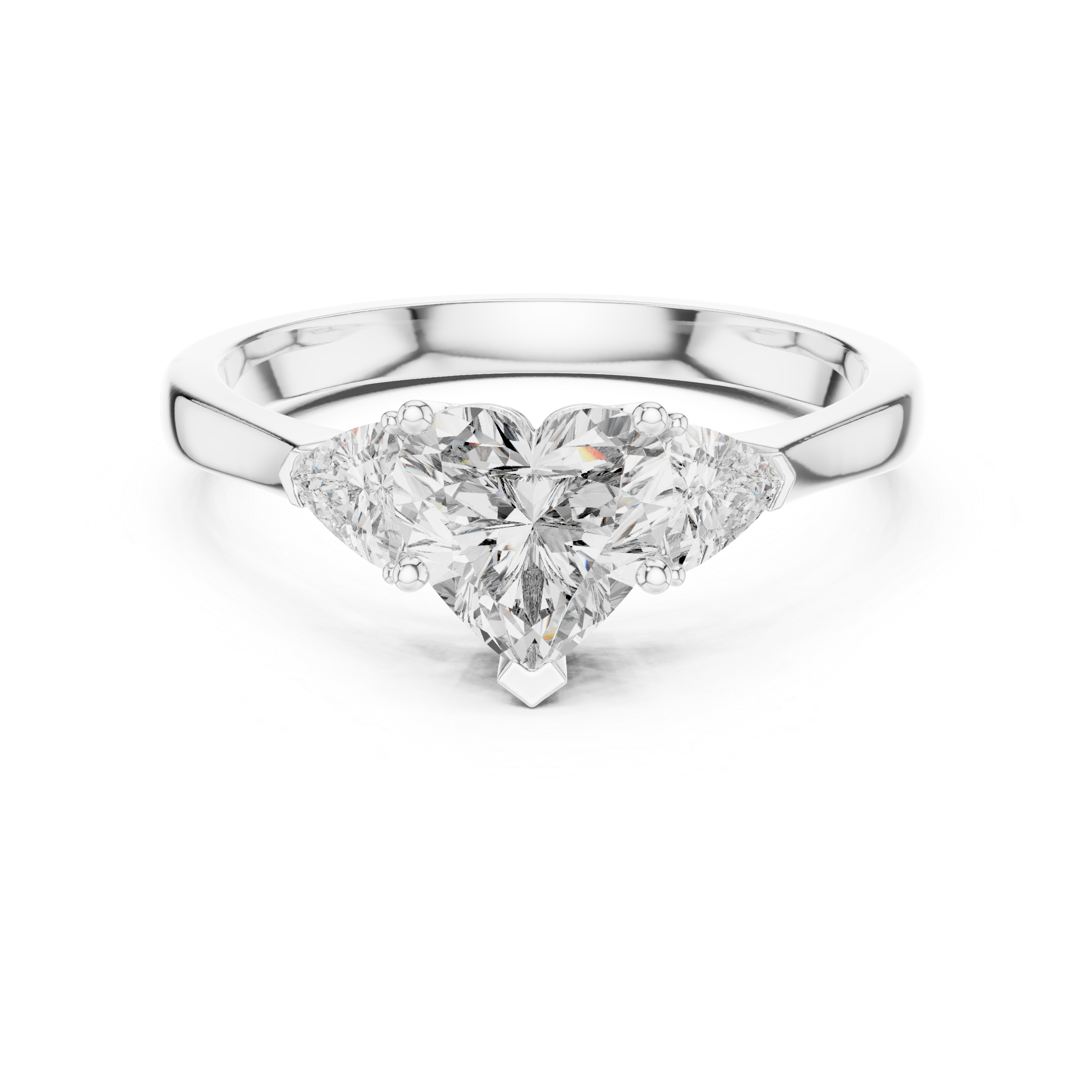 Heart And Trillion Cut Brilliant Moissanite VVS1 Eternity Engagement Ring