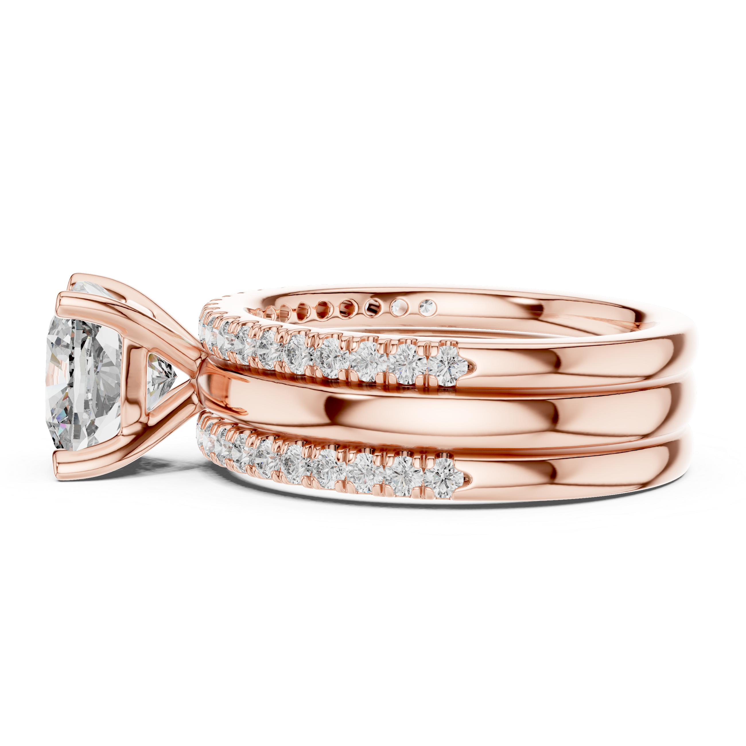 Cushion And Round Cut Brilliant Moissanite VVS1 Eternity Engagement Ring