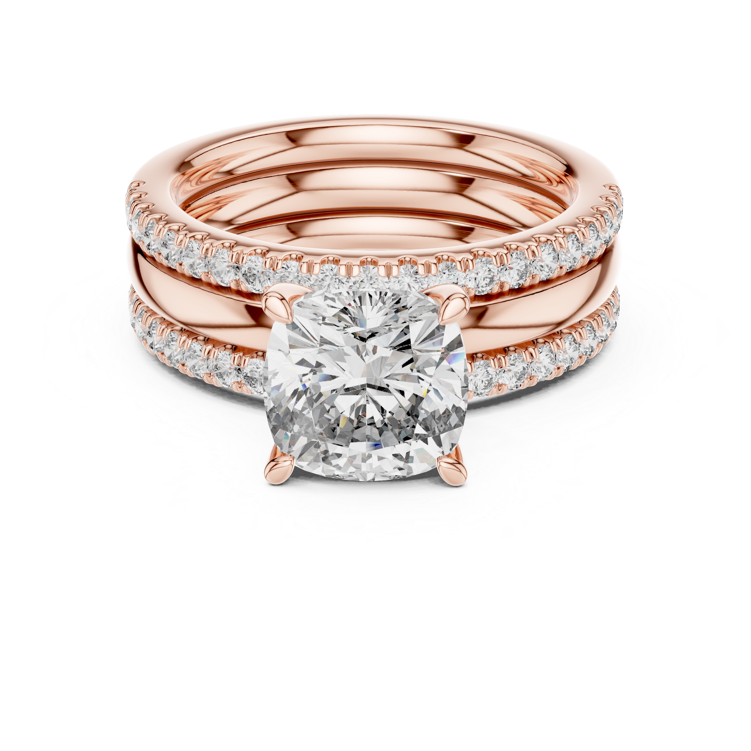 Cushion And Round Cut Brilliant Moissanite VVS1 Eternity Engagement Ring