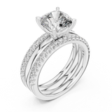 Cushion And Round Cut Brilliant Moissanite VVS1 Eternity Engagement Ring