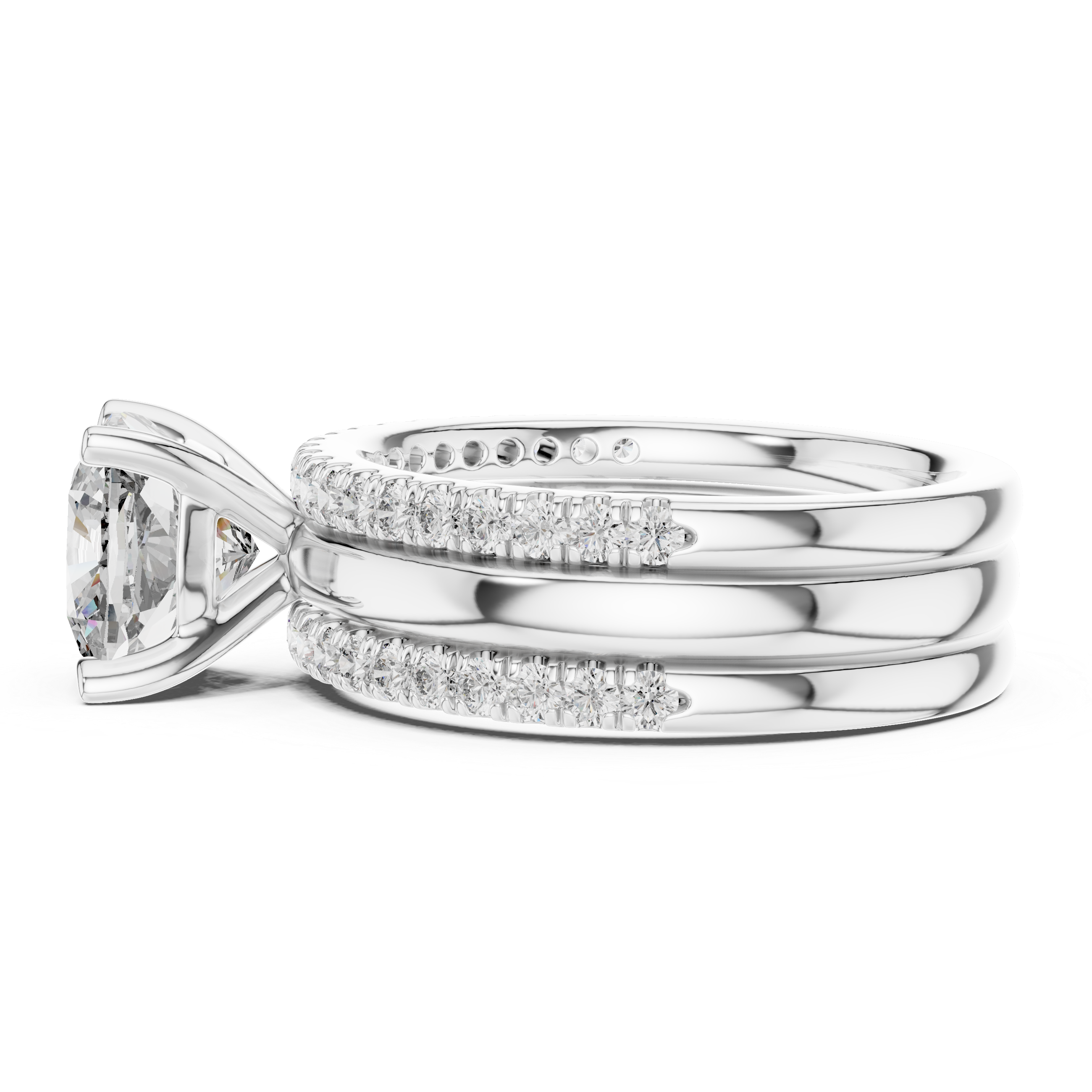 Cushion And Round Cut Brilliant Moissanite VVS1 Eternity Engagement Ring