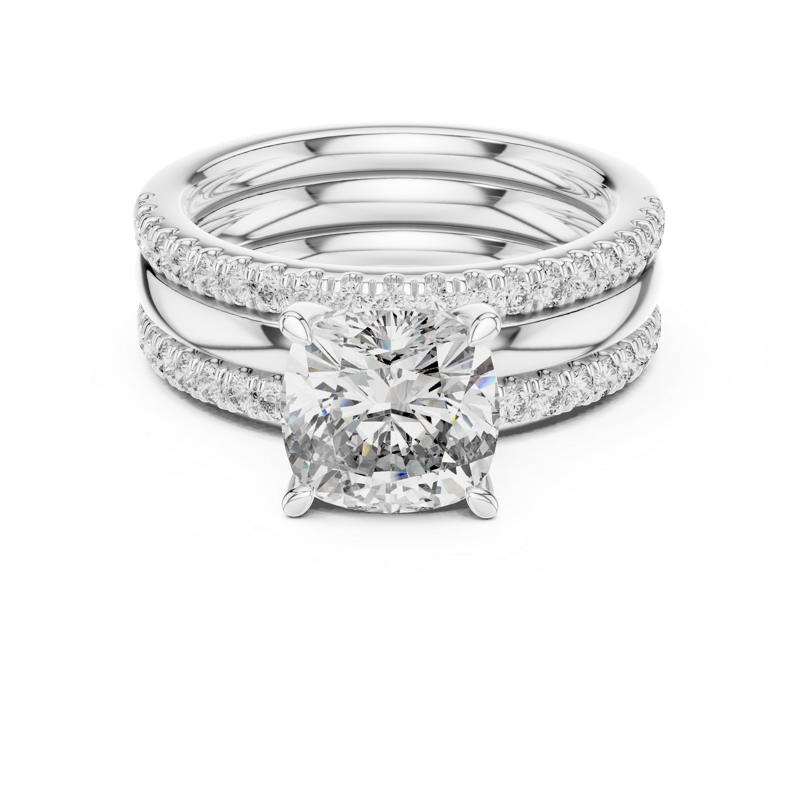Cushion And Round Cut Brilliant Moissanite VVS1 Eternity Engagement Ring