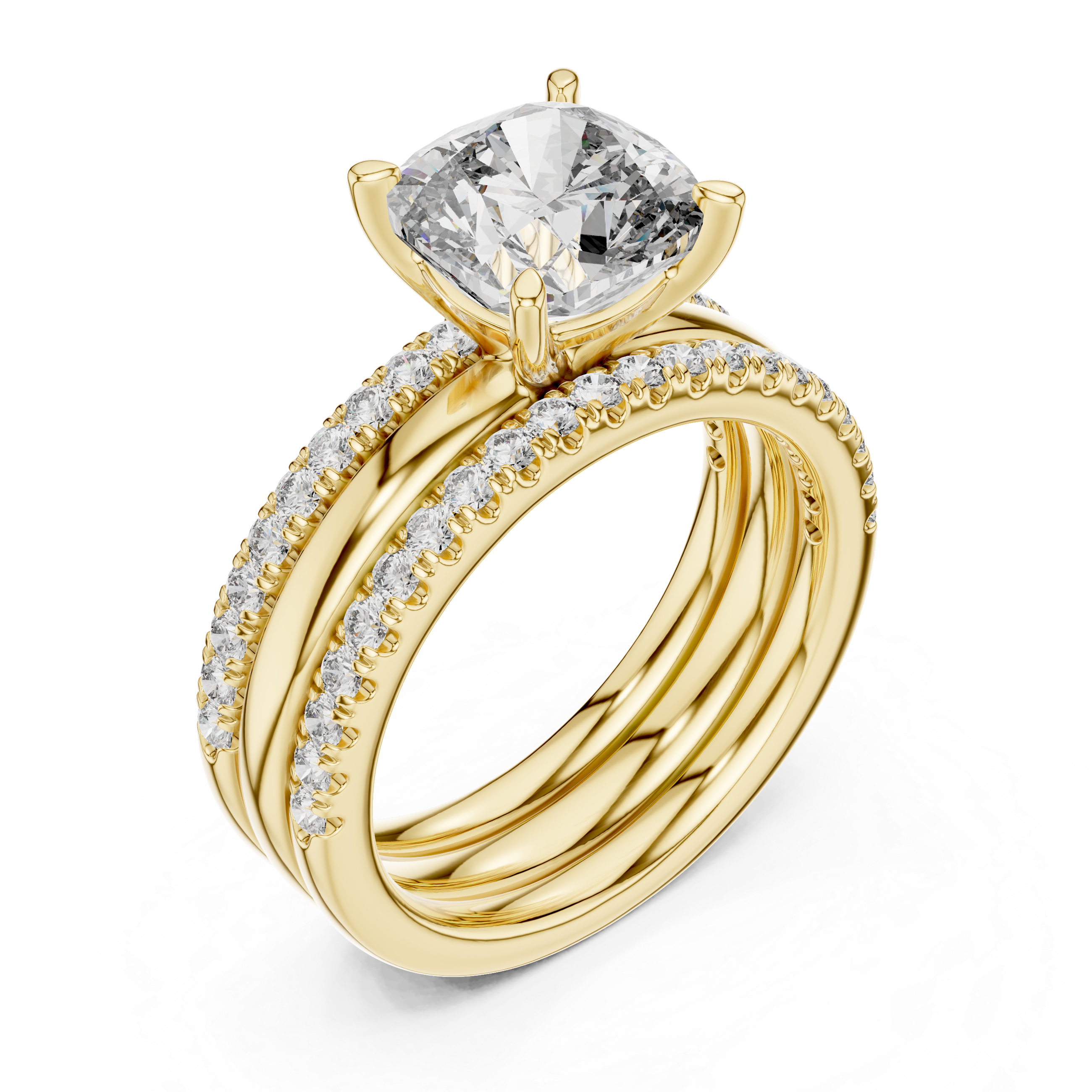 Cushion And Round Cut Brilliant Moissanite VVS1 Eternity Engagement Ring