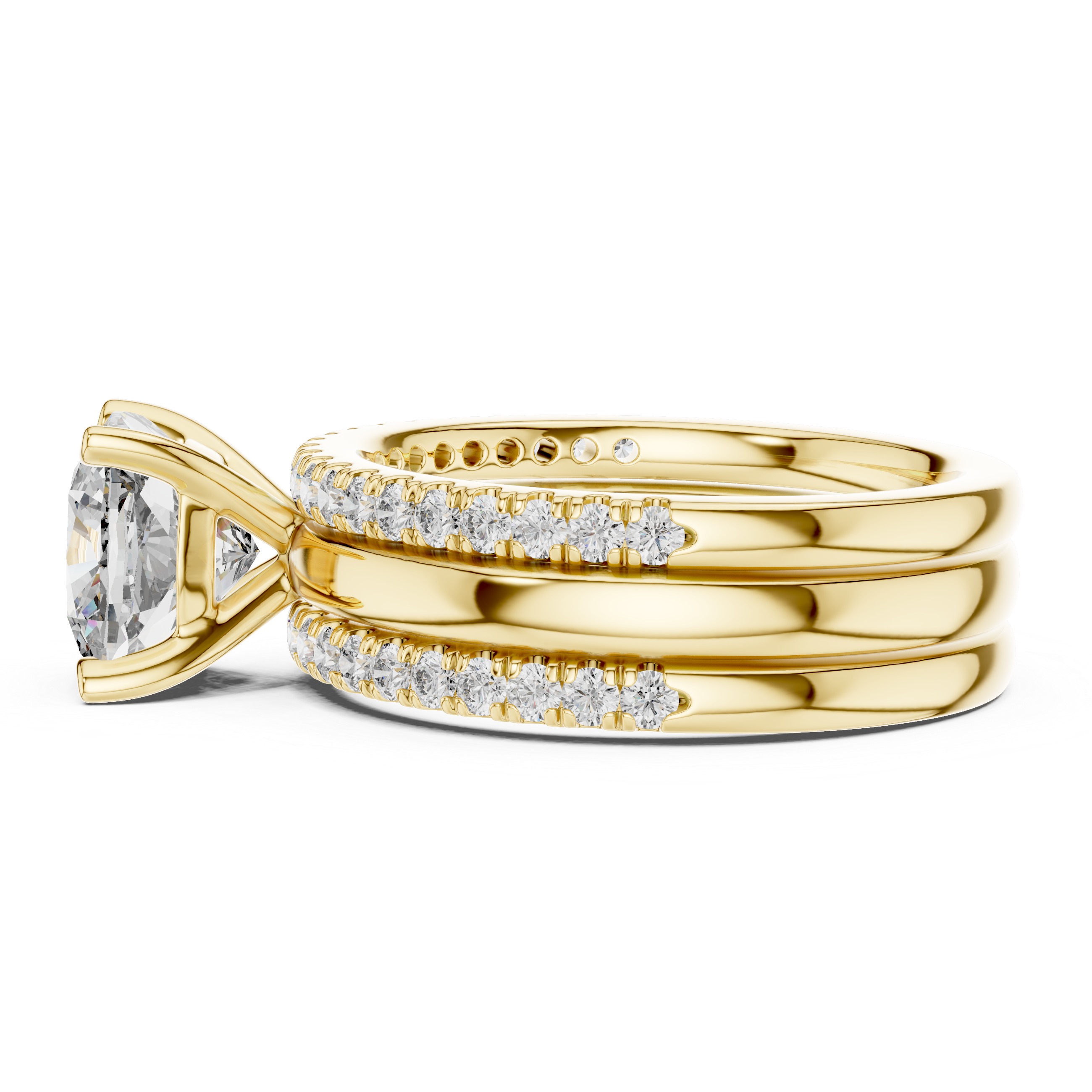 Cushion And Round Cut Brilliant Moissanite VVS1 Eternity Engagement Ring