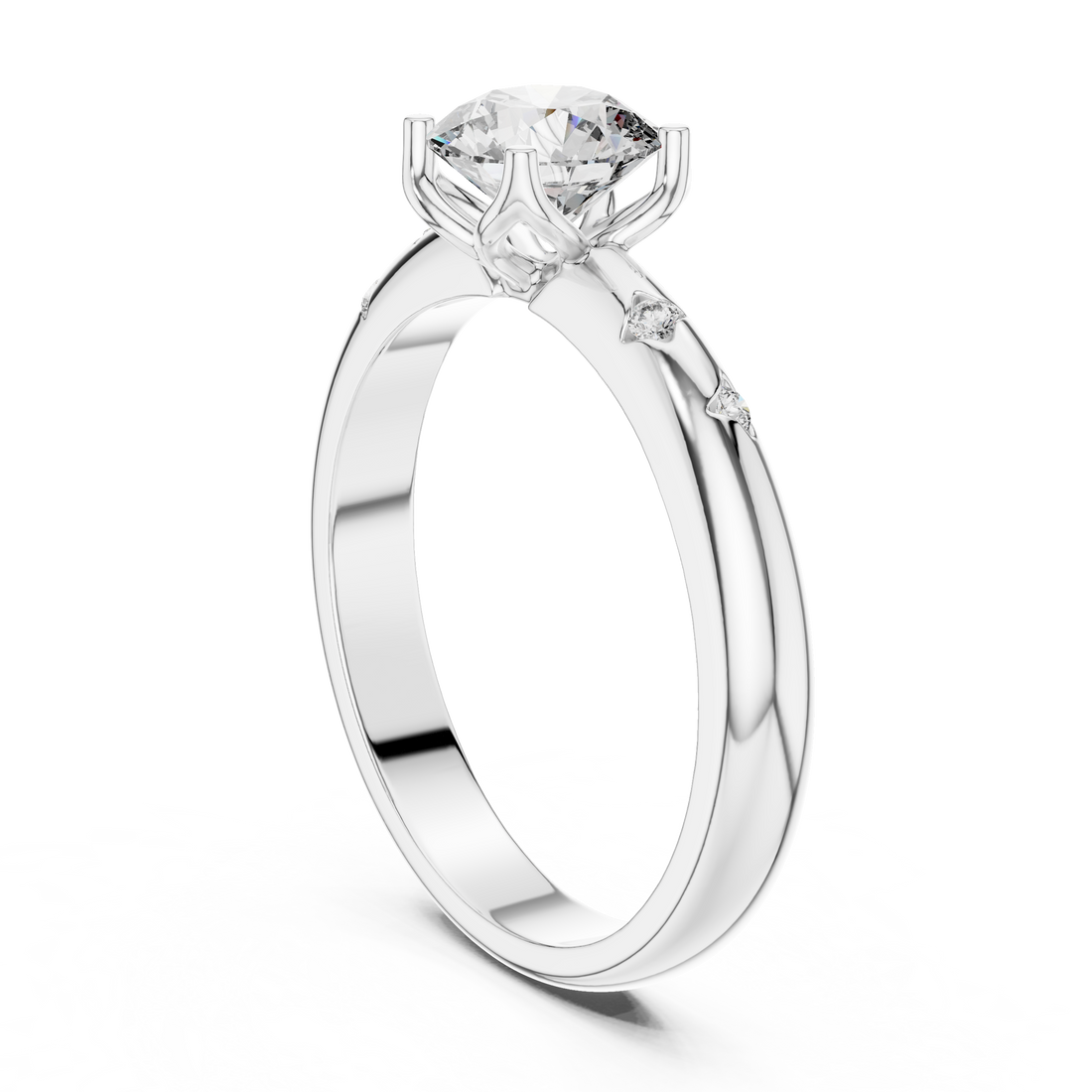 Round Cut Brilliant Moissanite VVS1 Eternity Engagement Ring