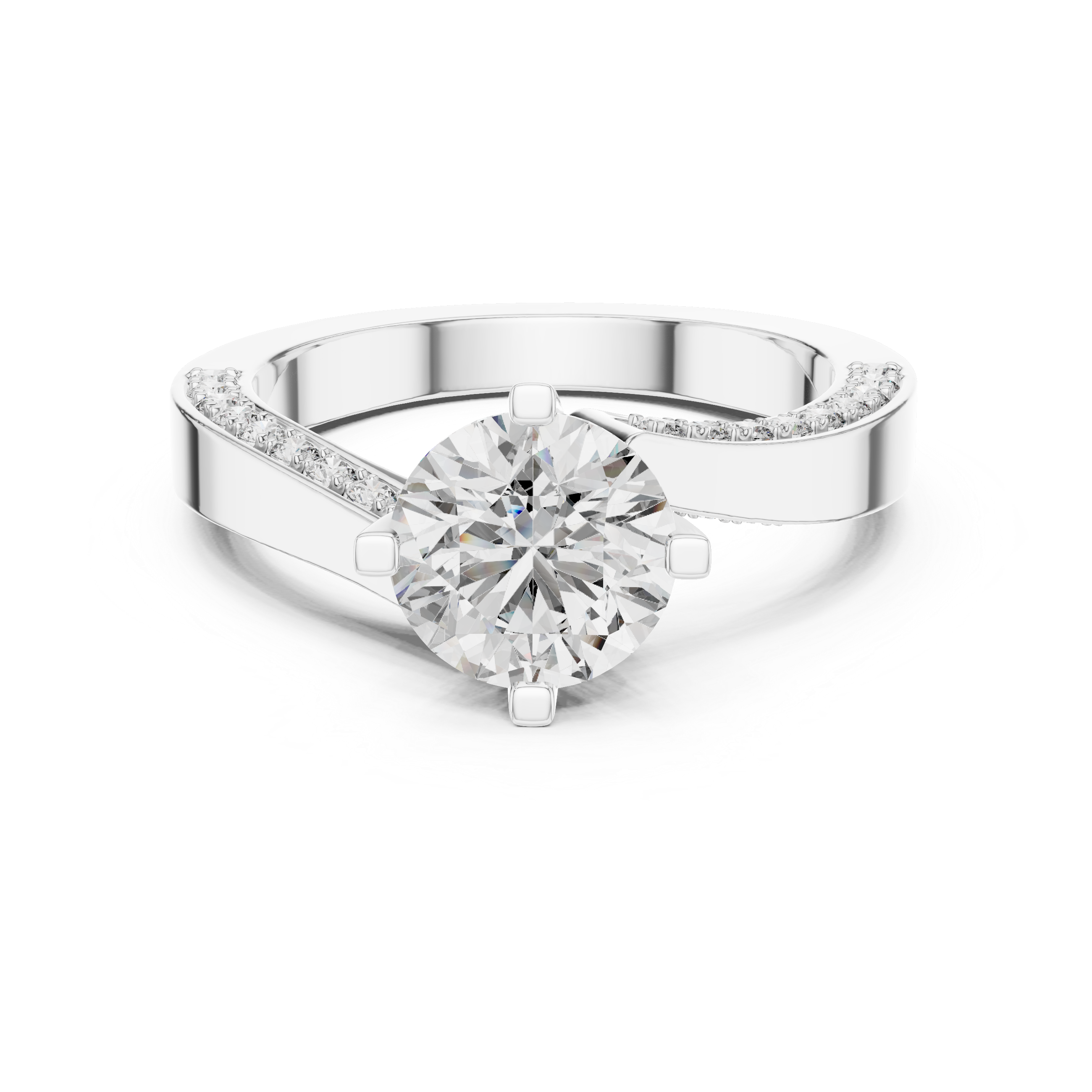 Round Cut Brilliant Moissanite VVS1 Eternity Engagement Ring