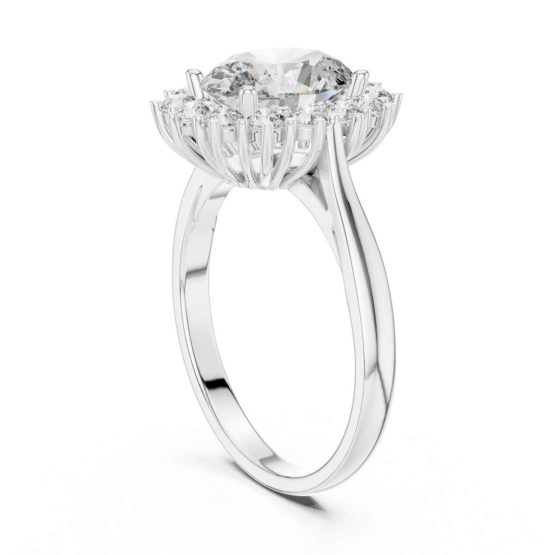 Oval And Round Brilliant Moissanite VVS1 Eternity Engagement Ring