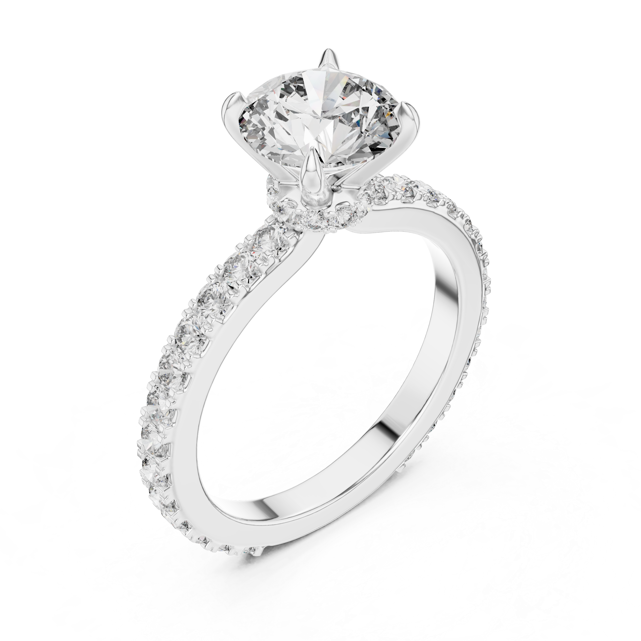 Round Cut Brilliant Moissanite VVS1 Eternity Engagement Ring