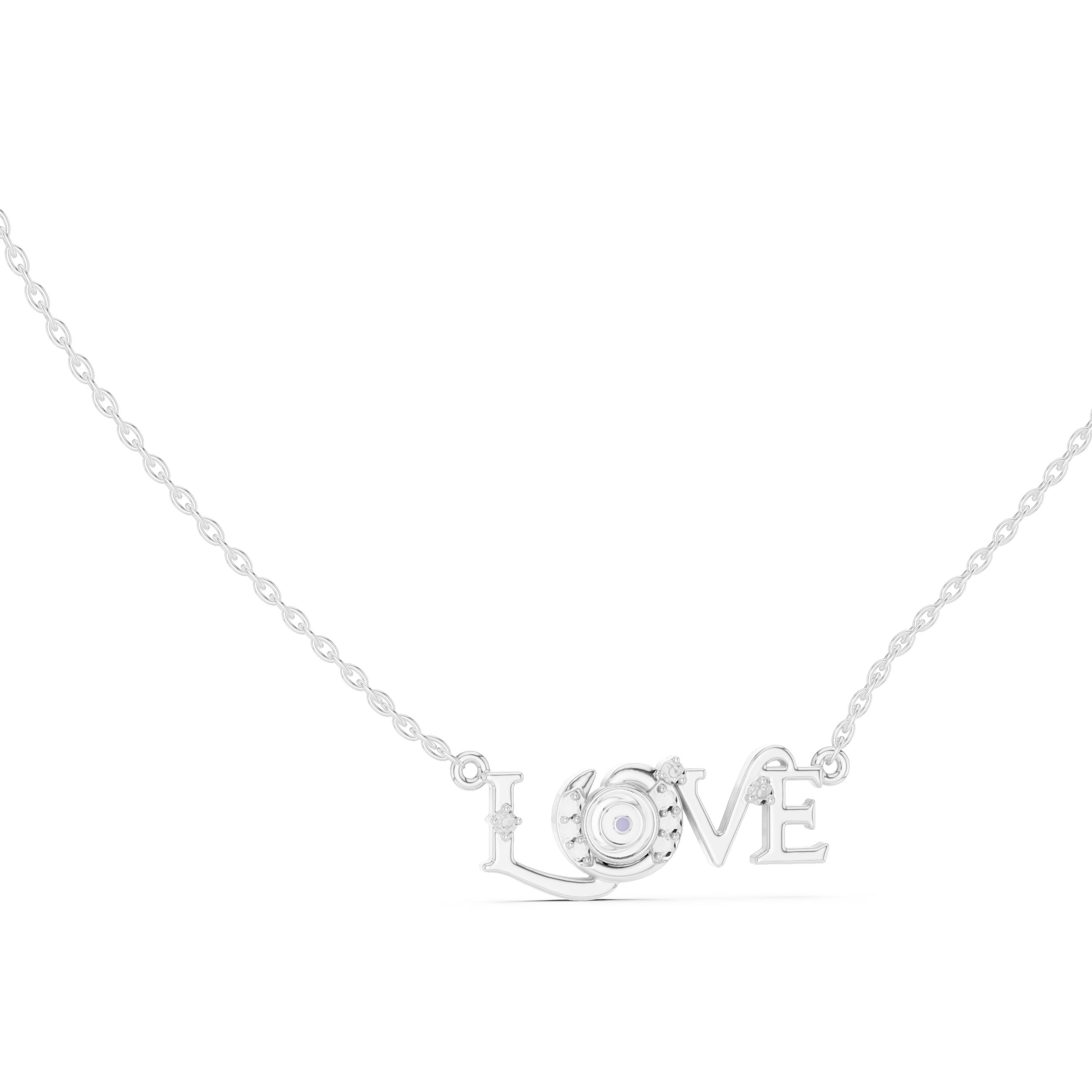 Round Eternal Love Moissanite Pendant in White Gold
