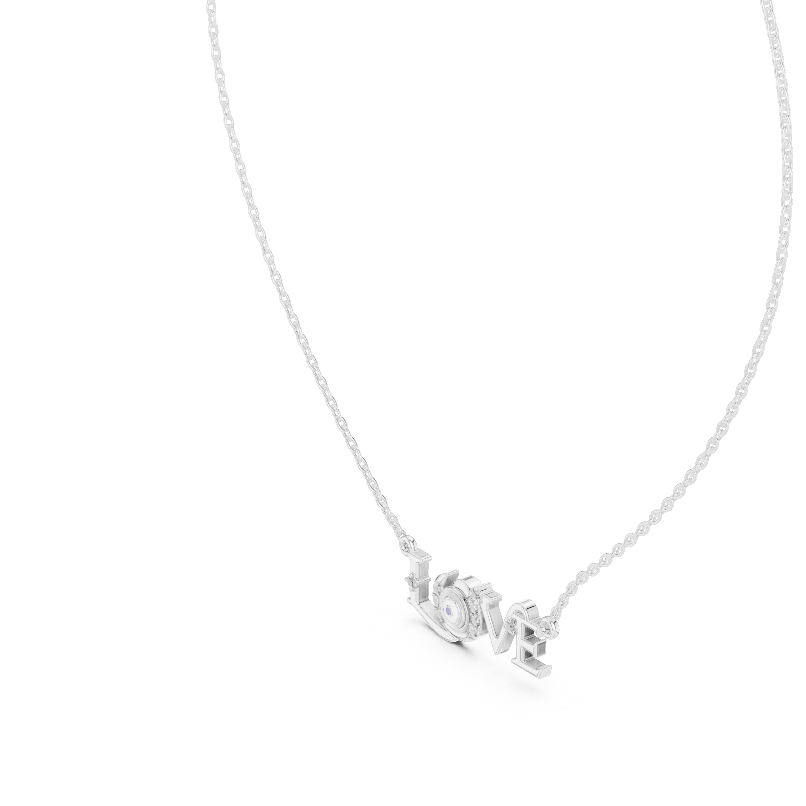 Round Eternal Love Moissanite Pendant in White Gold