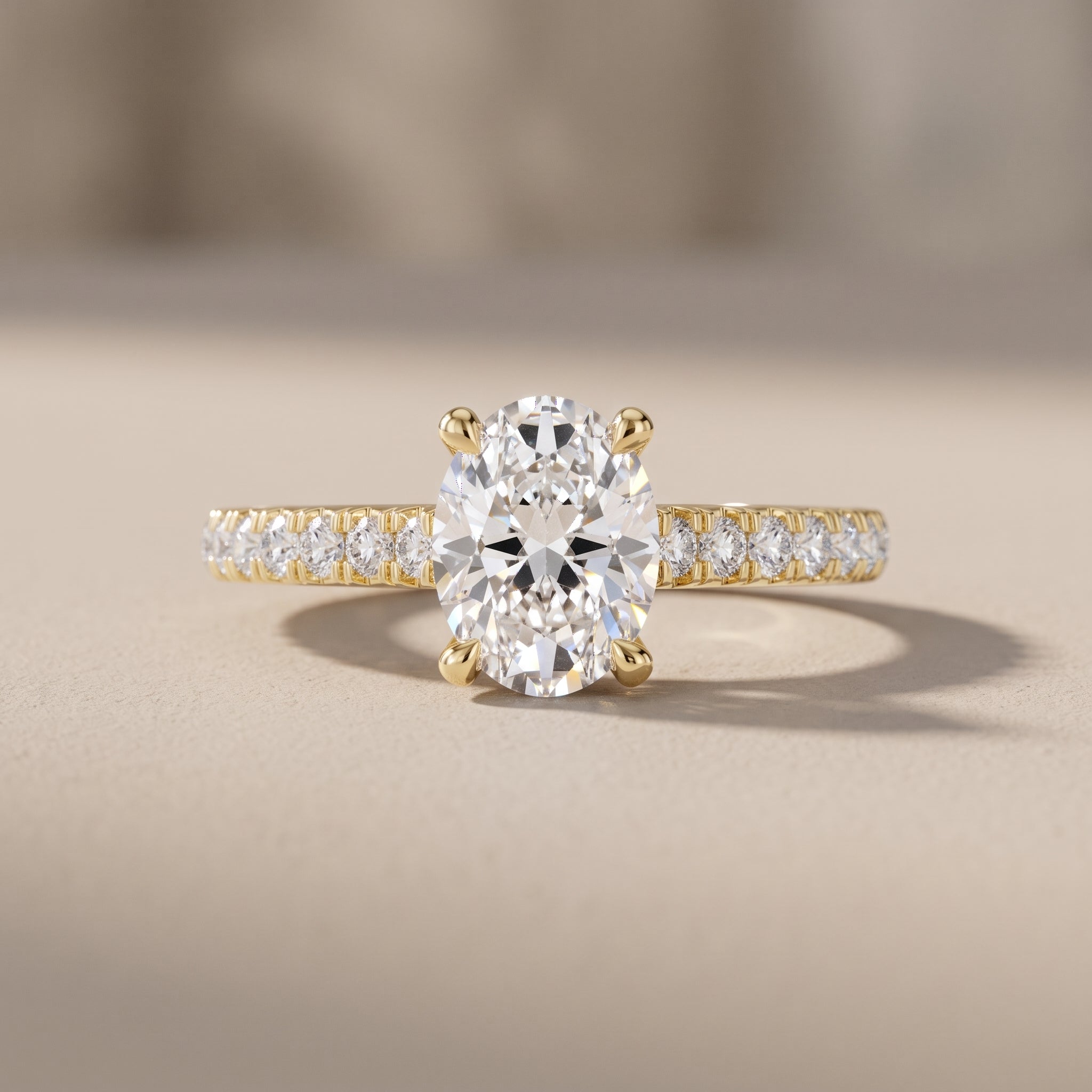 Oval Cut Moissanite Engagement Ring in 925 Silver, 10K, 14K & 18K Gold