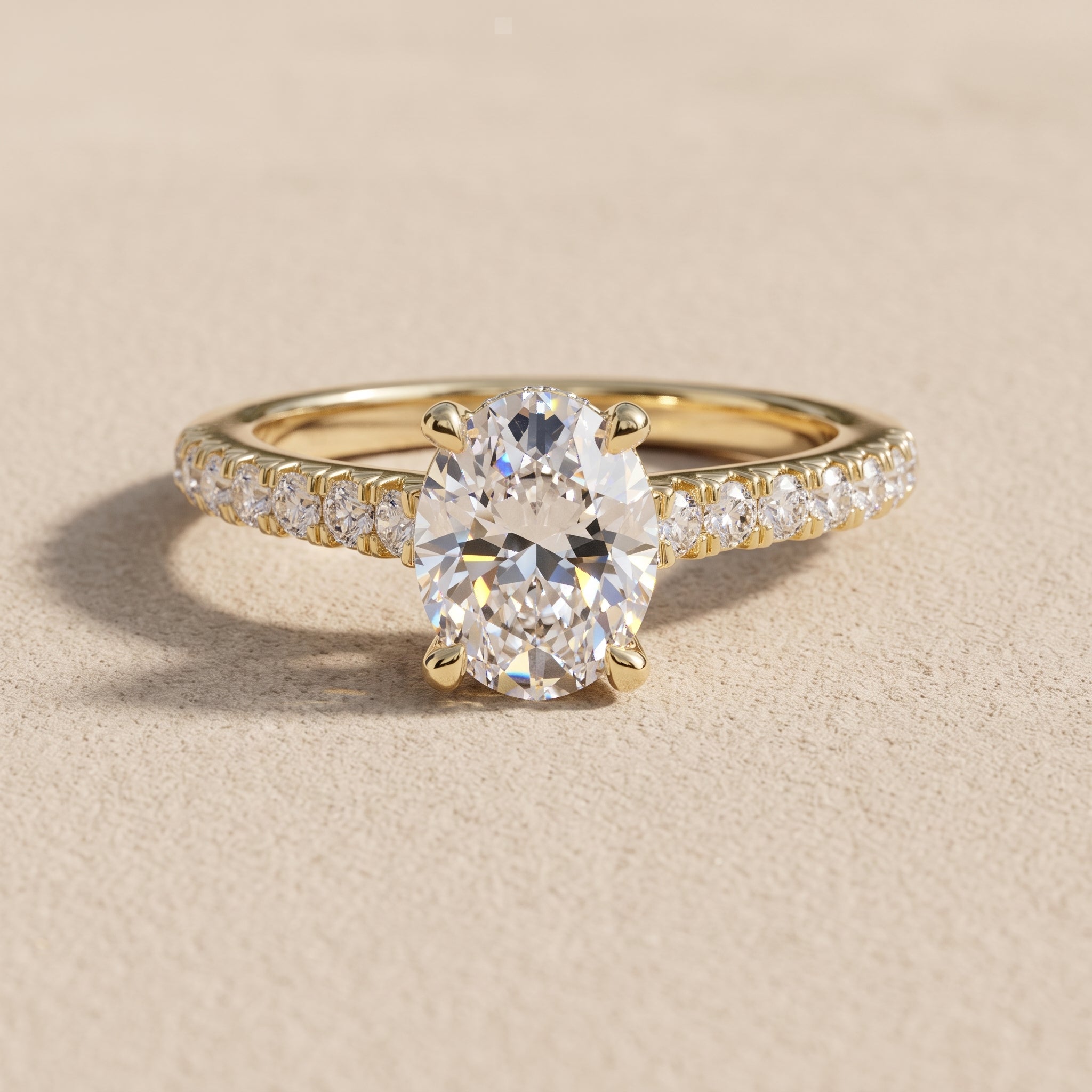 Oval Cut Moissanite Engagement Ring in 925 Silver, 10K, 14K & 18K Gold