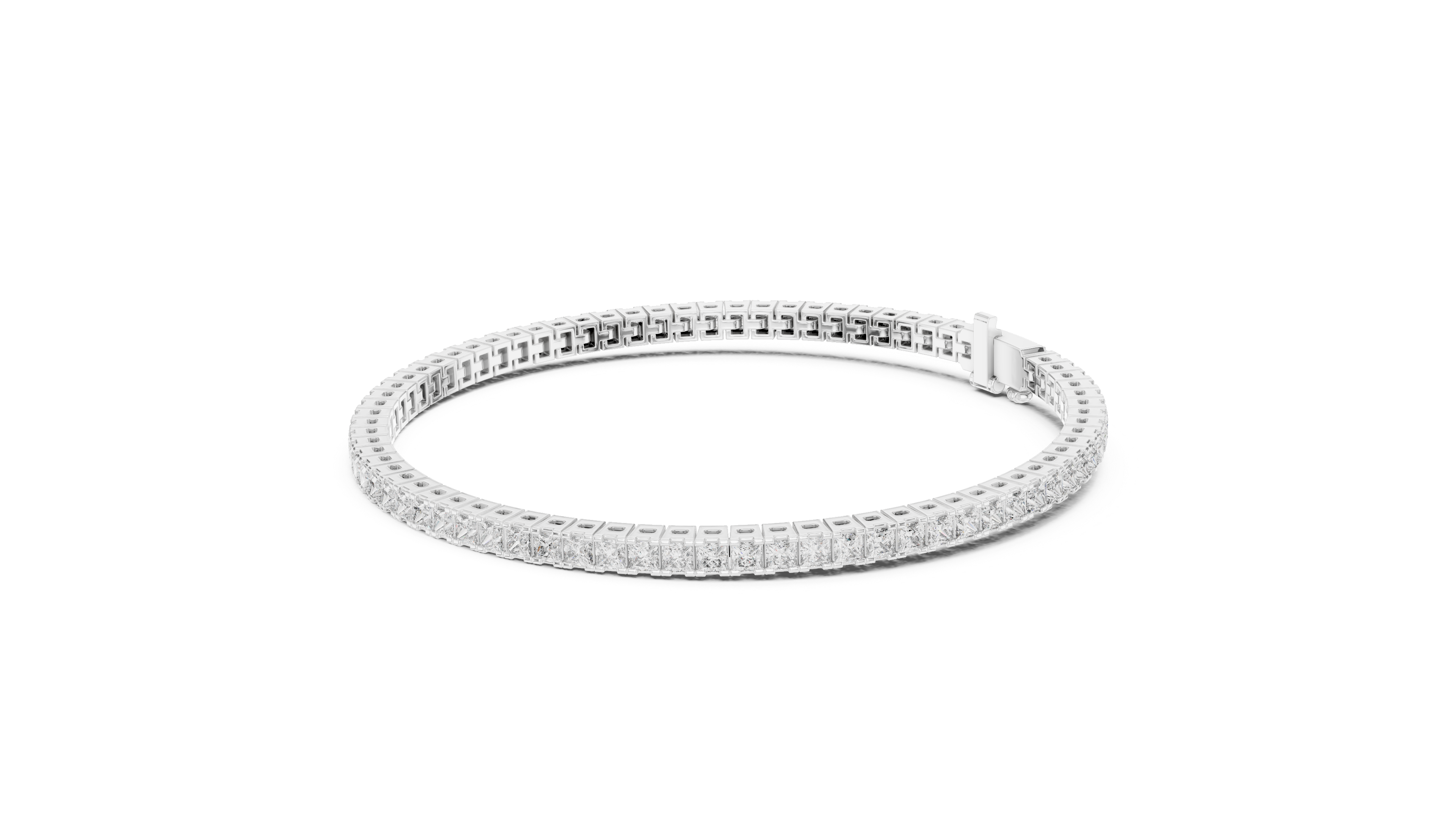 Rose Gold Princess-Cut Moissanite Tennis Bracelet – Sleek Square Stone Elegance