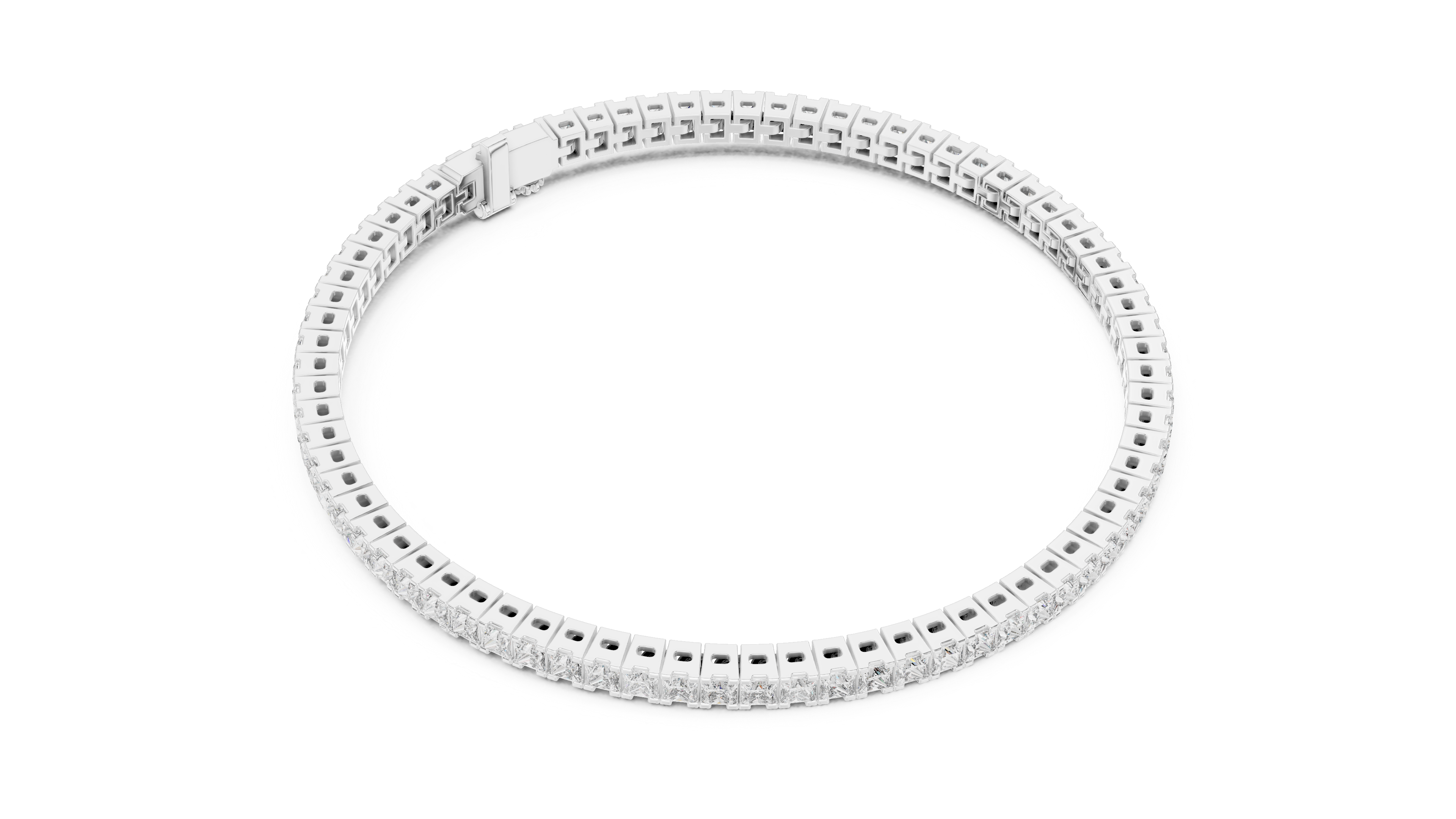 Rose Gold Princess-Cut Moissanite Tennis Bracelet – Sleek Square Stone Elegance