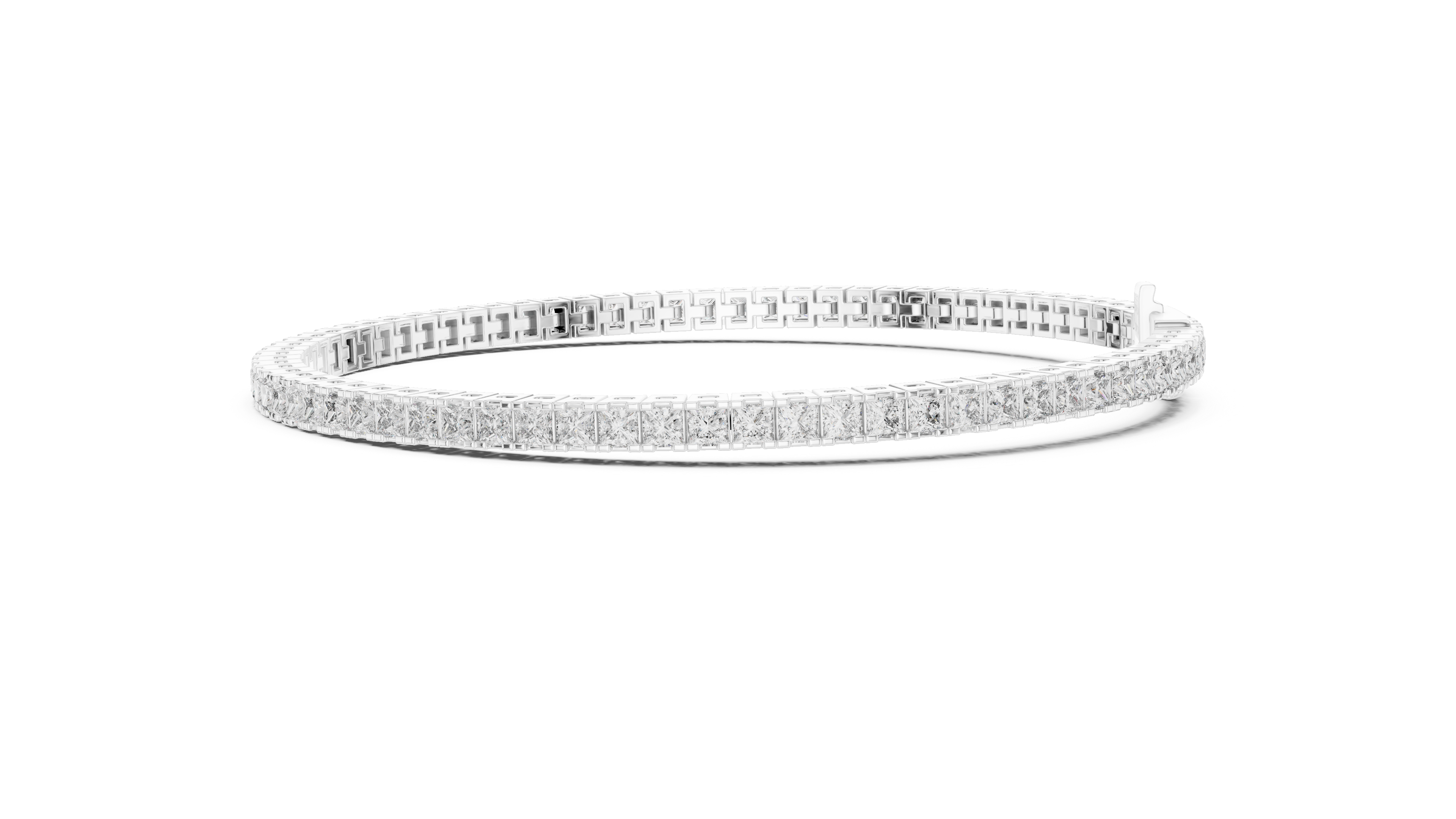 Rose Gold Princess-Cut Moissanite Tennis Bracelet – Sleek Square Stone Elegance
