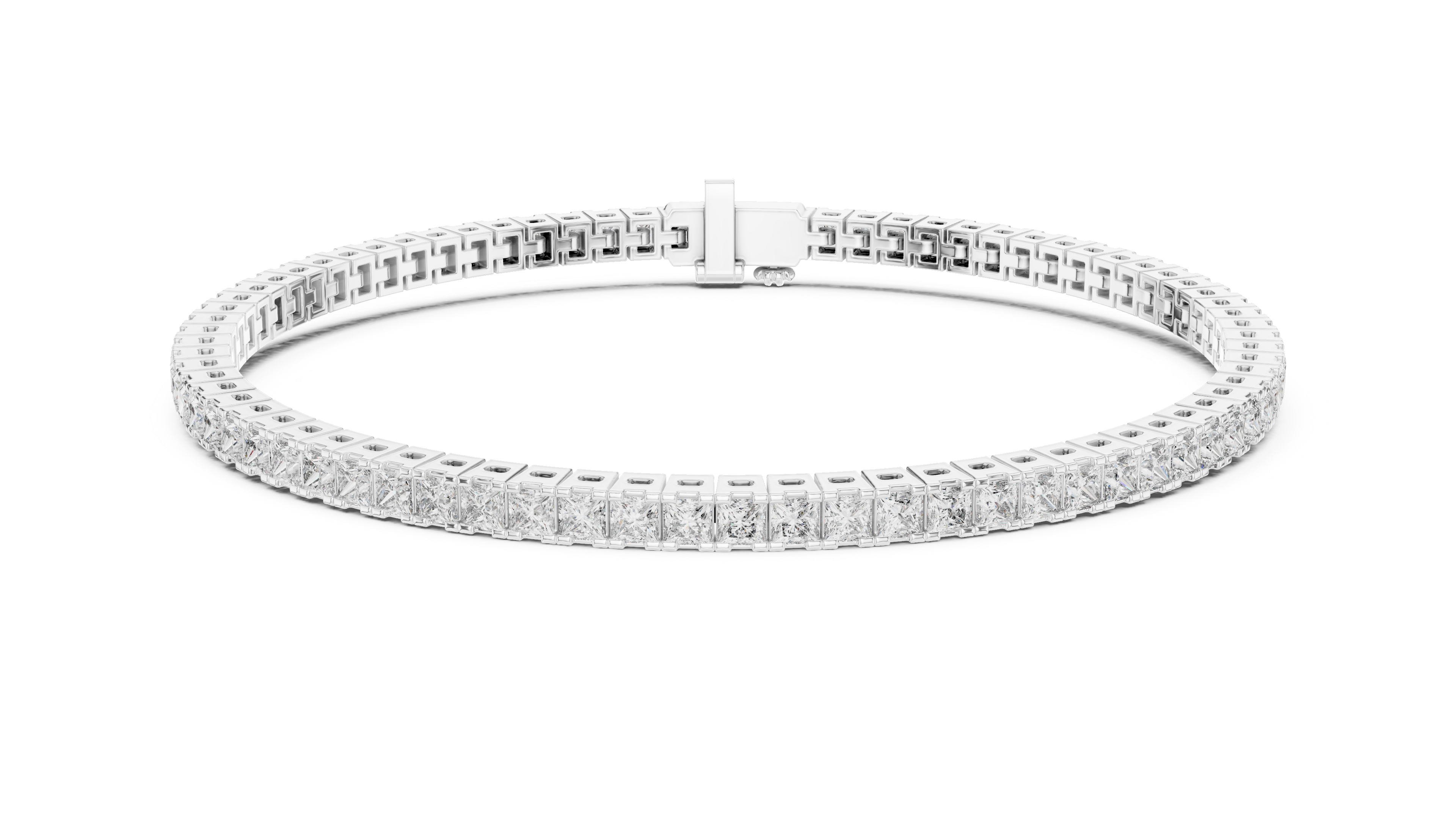 Rose Gold Princess-Cut Moissanite Tennis Bracelet – Sleek Square Stone Elegance