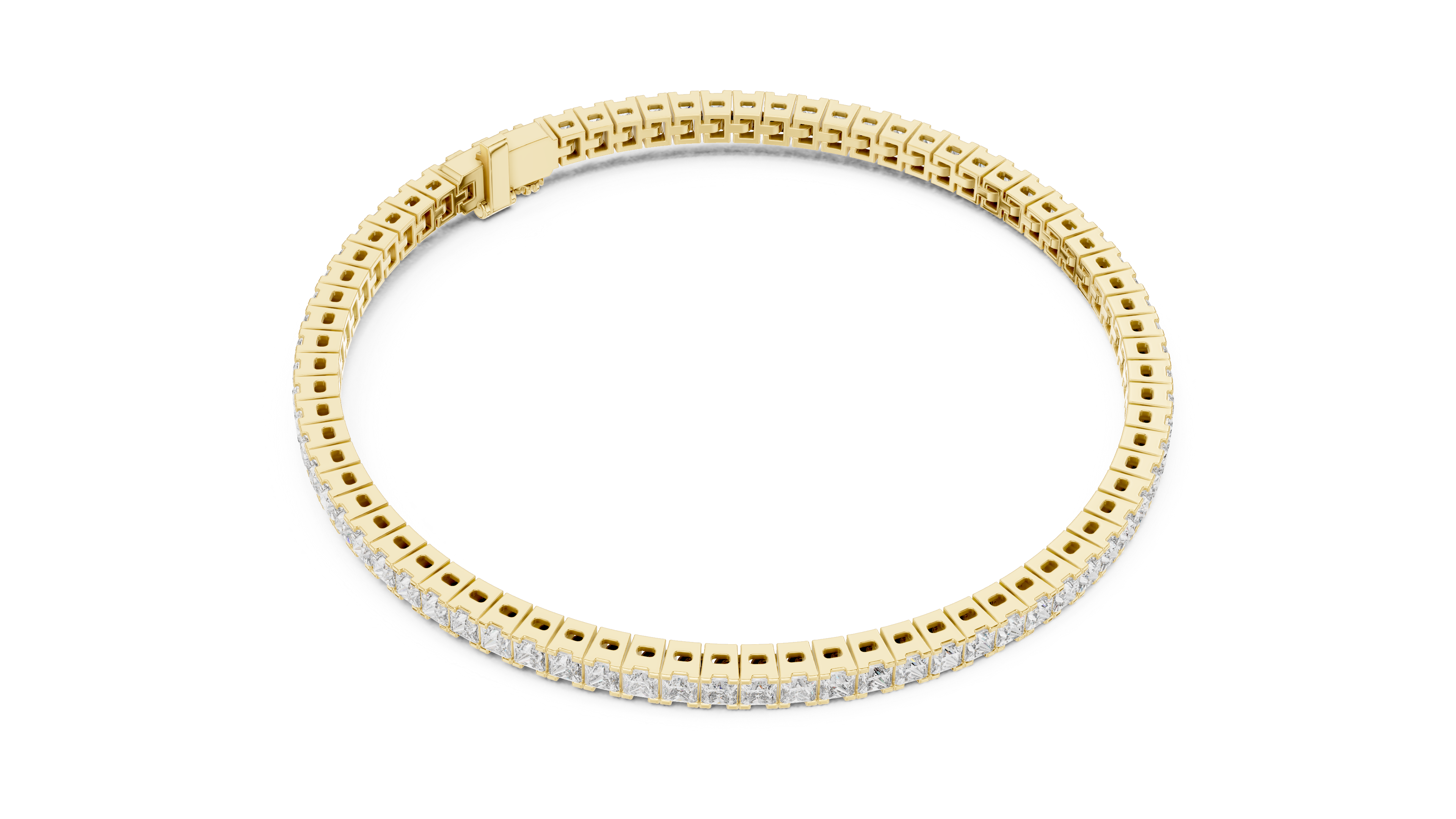 Rose Gold Princess-Cut Moissanite Tennis Bracelet – Sleek Square Stone Elegance