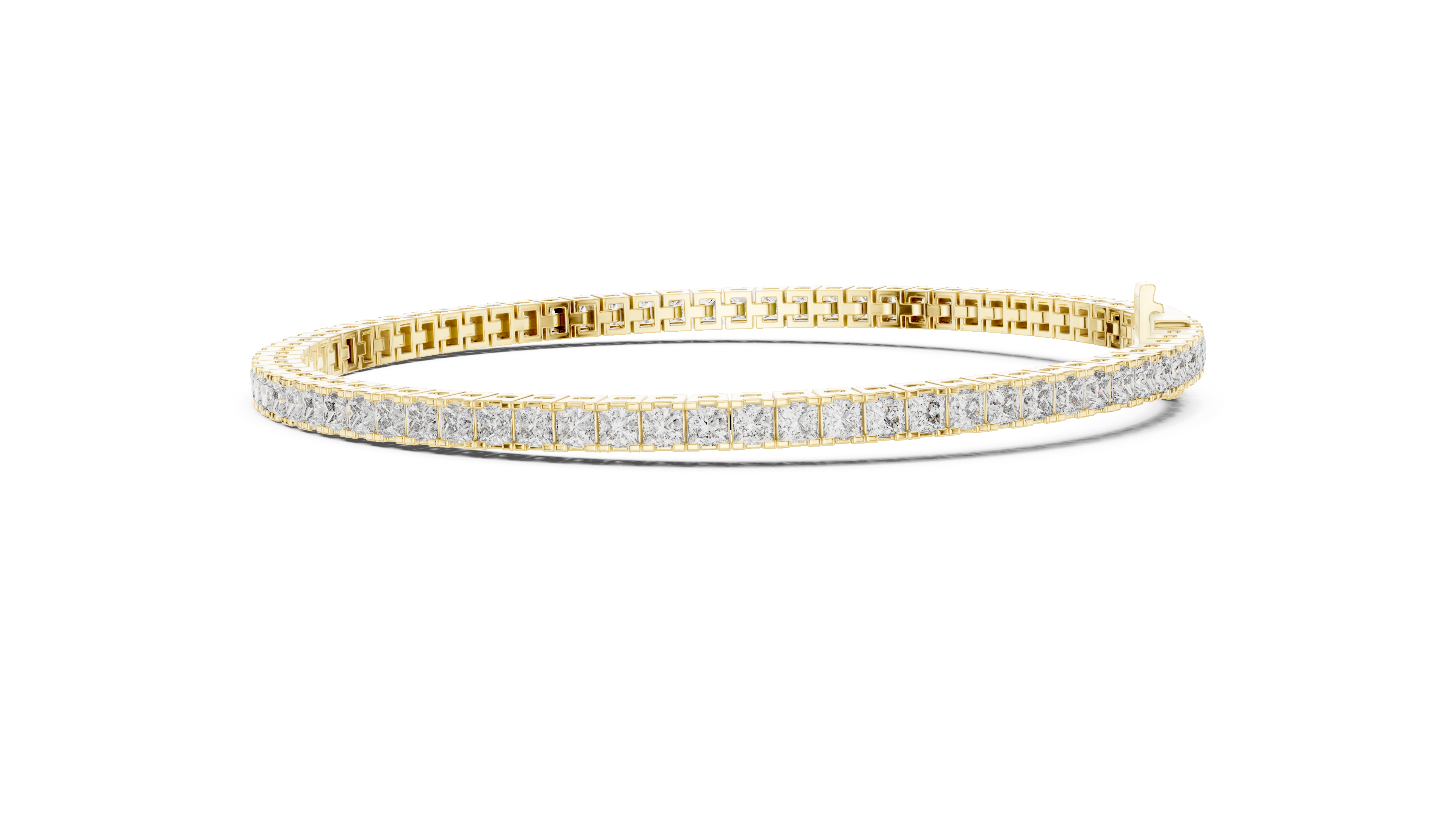 Rose Gold Princess-Cut Moissanite Tennis Bracelet – Sleek Square Stone Elegance