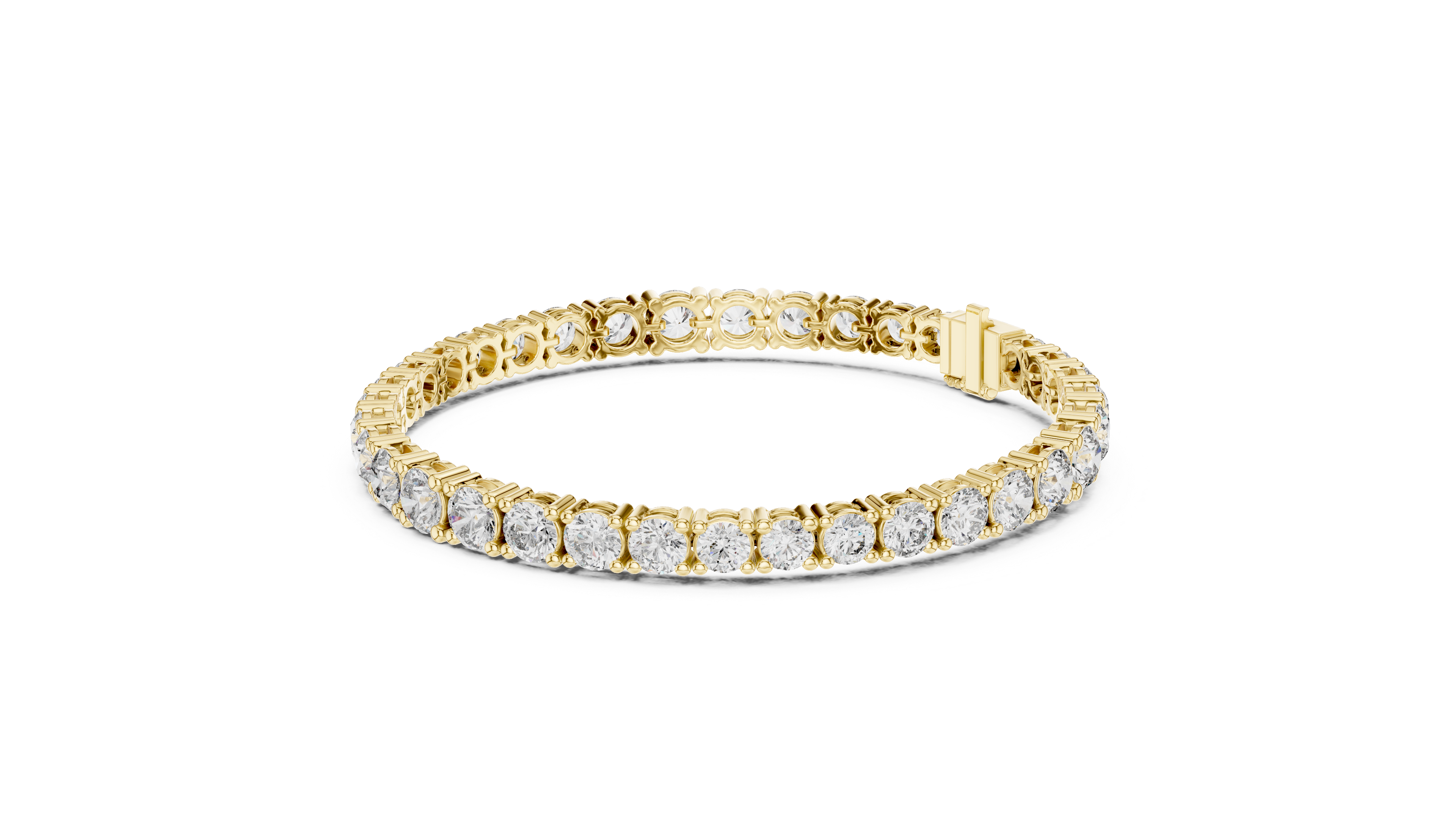 Yellow Gold Round-Cut Moissanite Tennis Bracelet – Classic Prong-Set Stone Brilliance