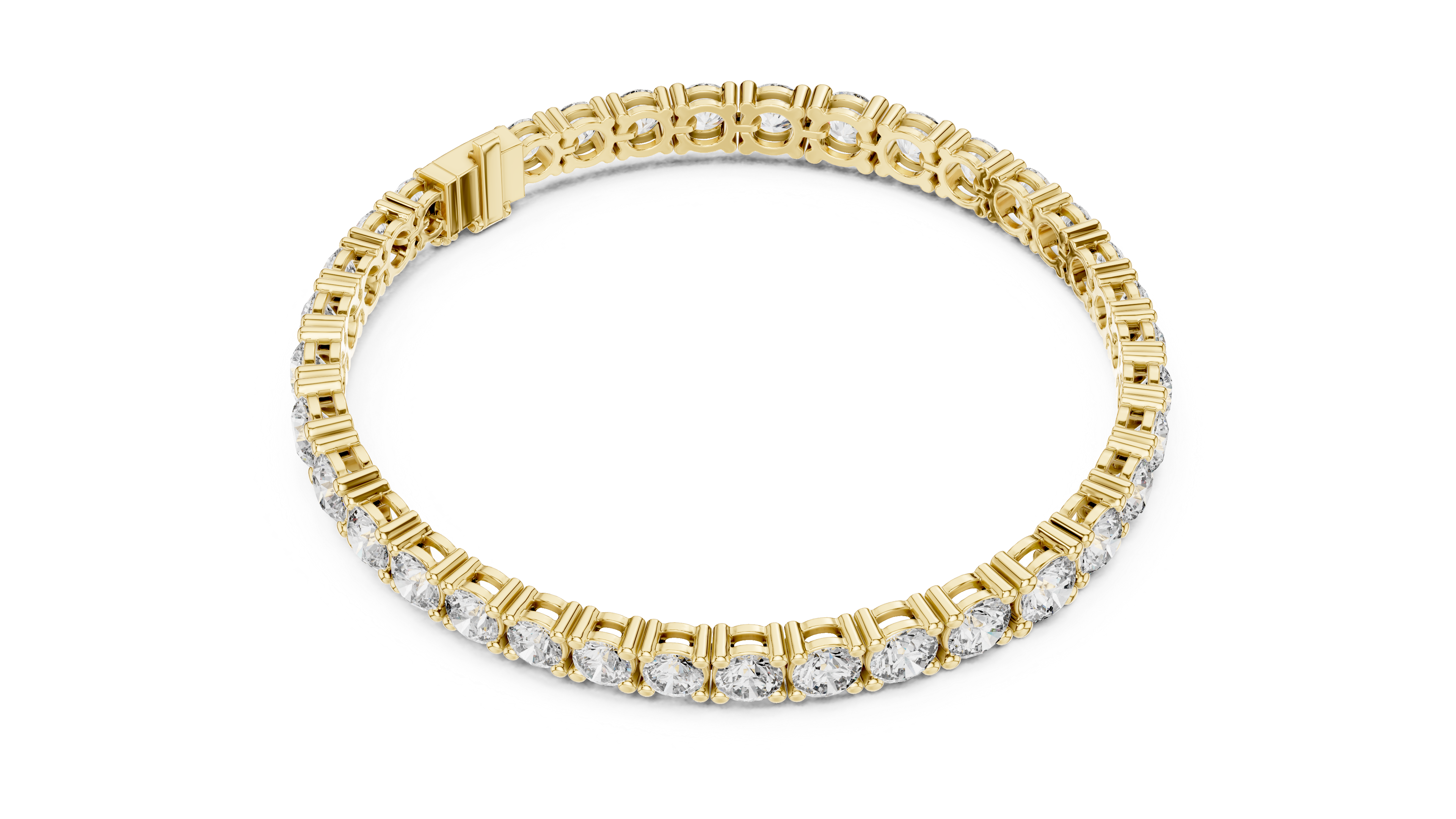 Yellow Gold Round-Cut Moissanite Tennis Bracelet – Classic Prong-Set Stone Brilliance