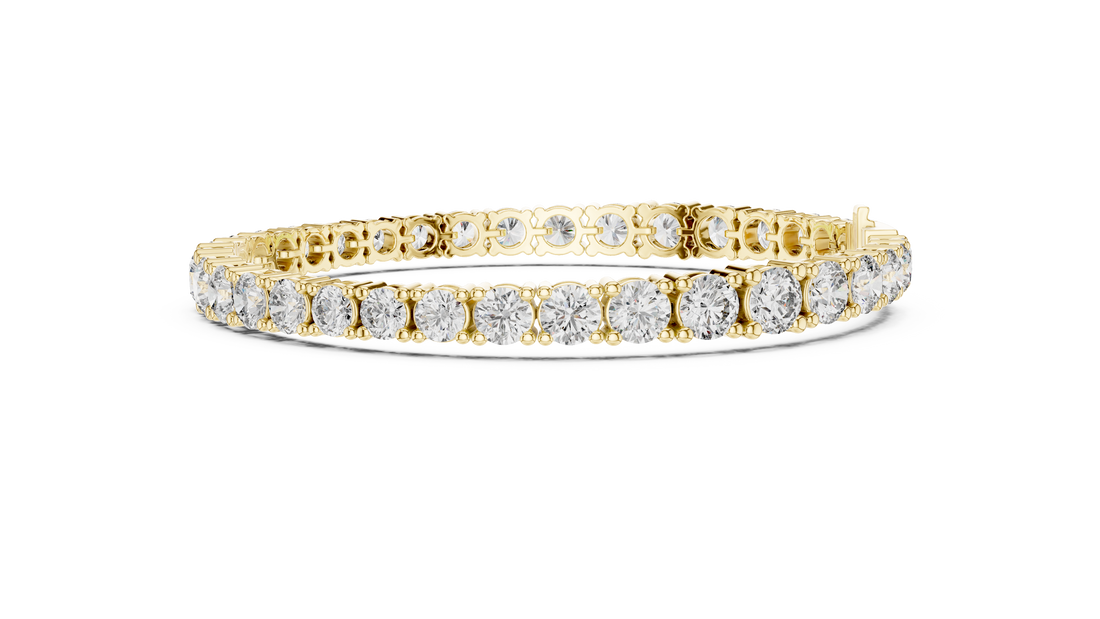 Yellow Gold Round-Cut Moissanite Tennis Bracelet – Classic Prong-Set Stone Brilliance