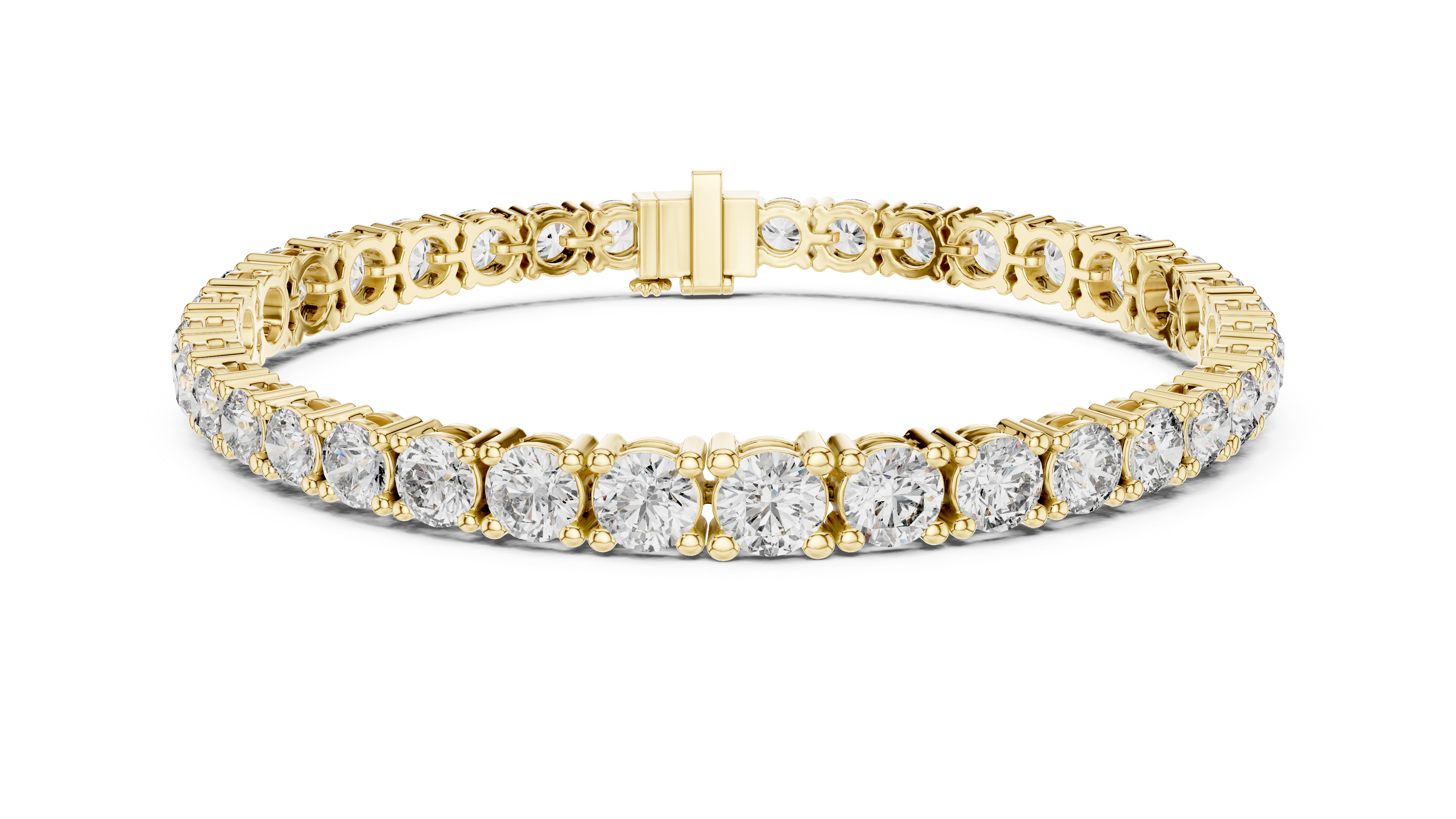 Yellow Gold Round-Cut Moissanite Tennis Bracelet – Classic Prong-Set Stone Brilliance