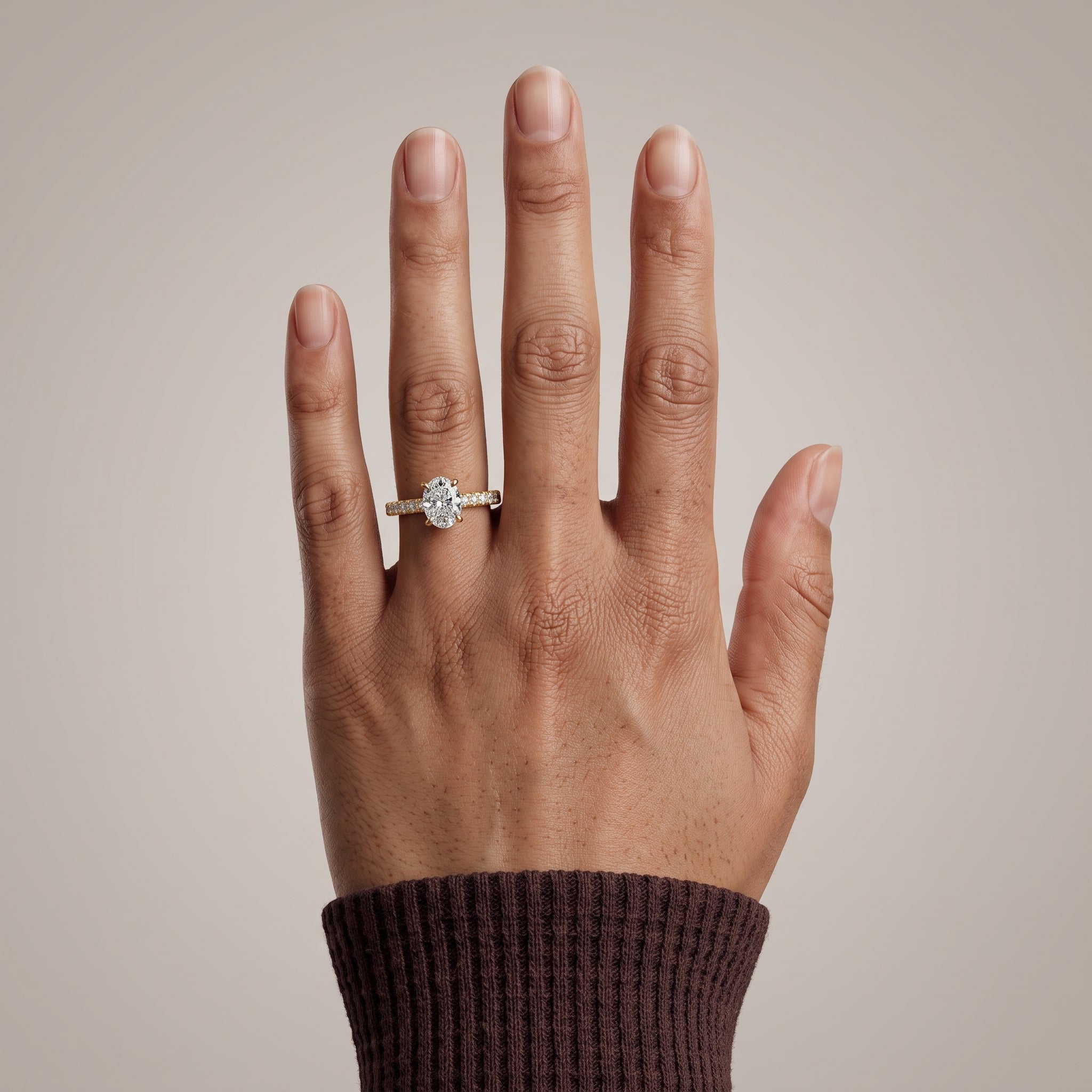 Oval Cut Moissanite Engagement Ring in 925 Silver, 10K, 14K & 18K Gold