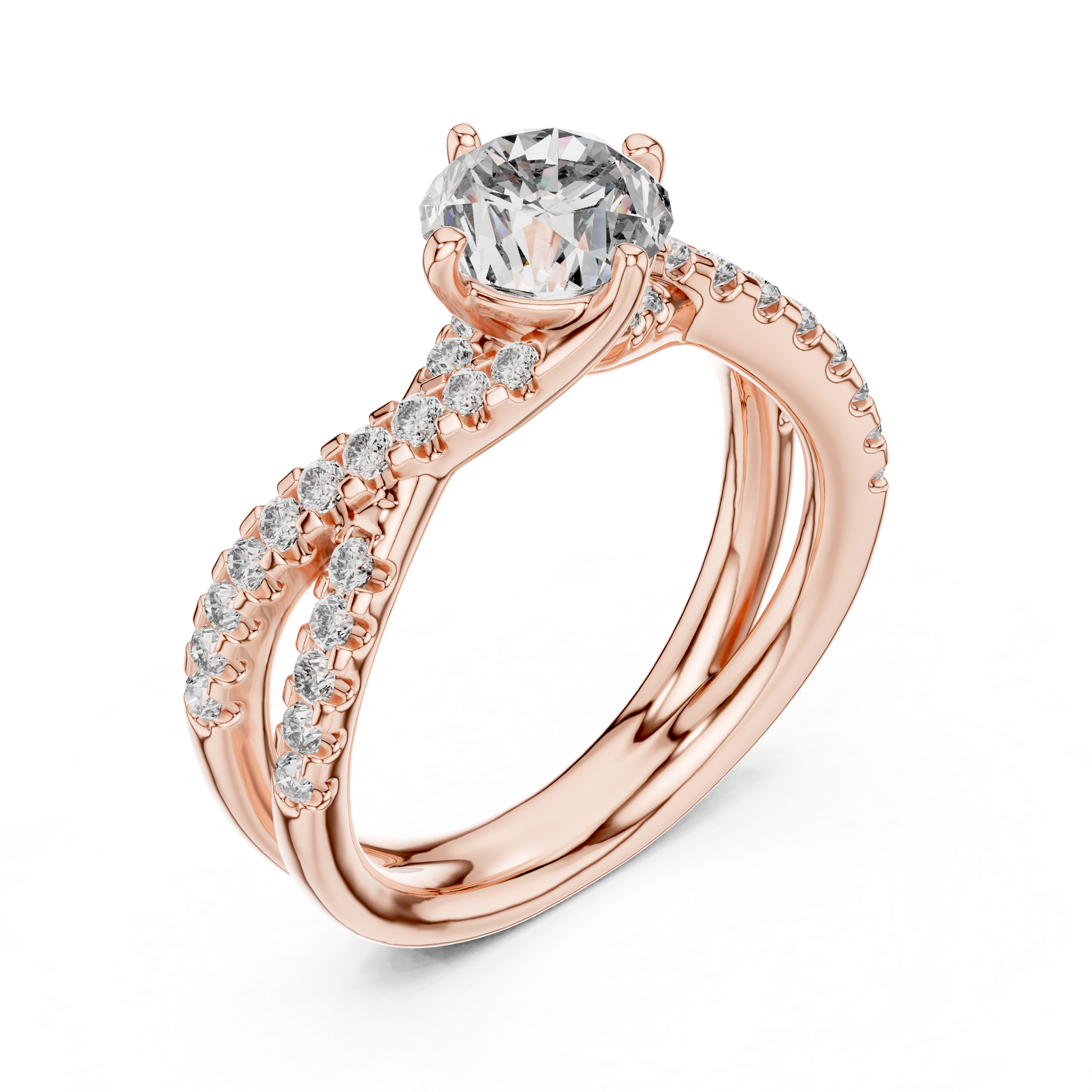 Round Cut Brilliant Moissanite VVS1 Eternity Engagement Ring