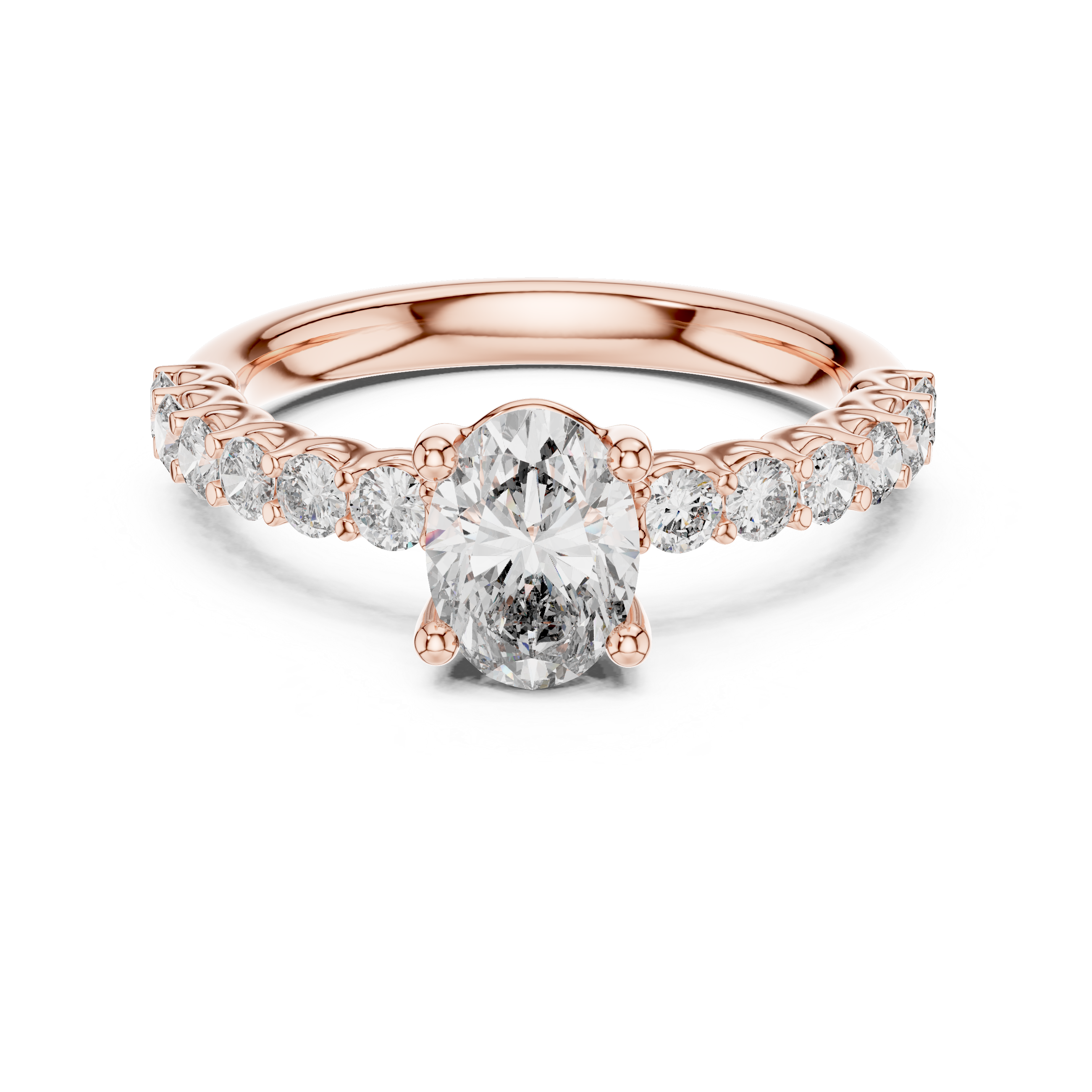 Oval And Round Cut Brilliant Moissanite VVS1 Eternity Engagement Ring