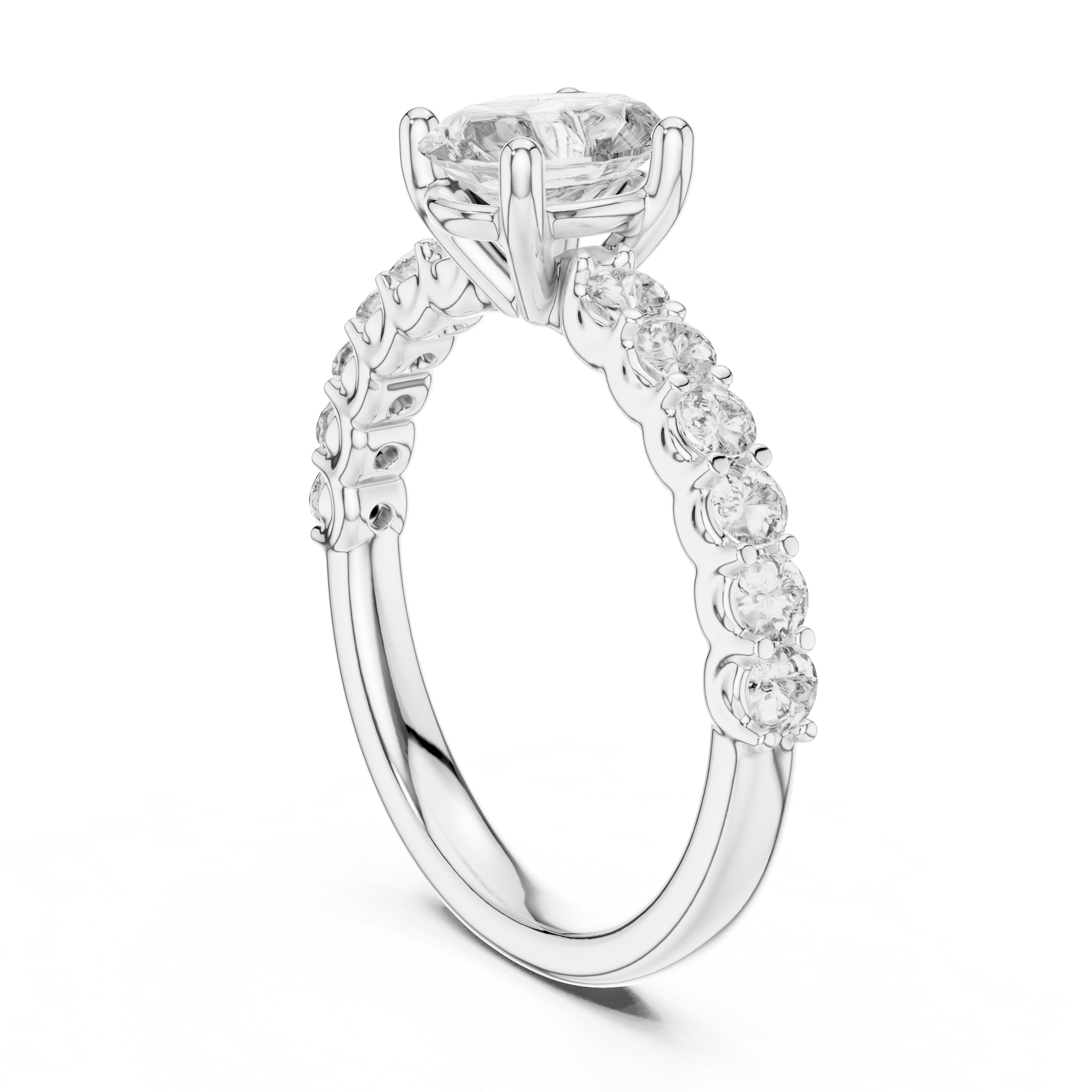 Oval And Round Cut Brilliant Moissanite VVS1 Eternity Engagement Ring