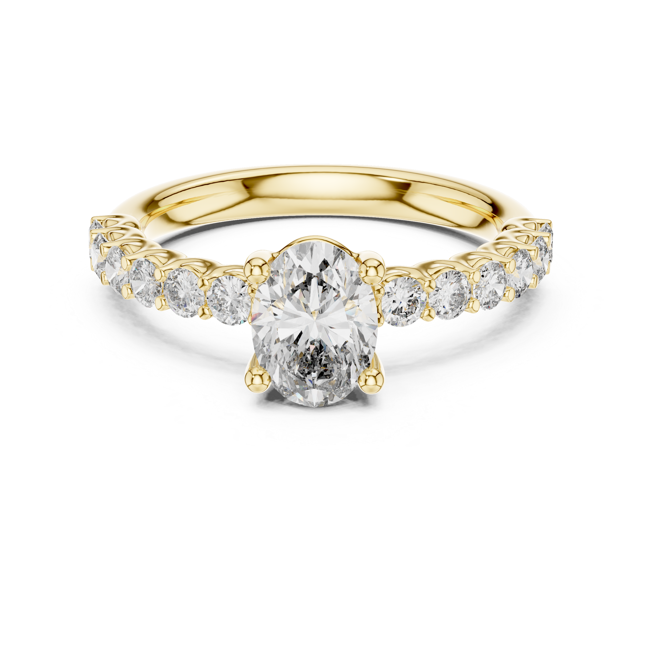 Oval And Round Cut Brilliant Moissanite VVS1 Eternity Engagement Ring