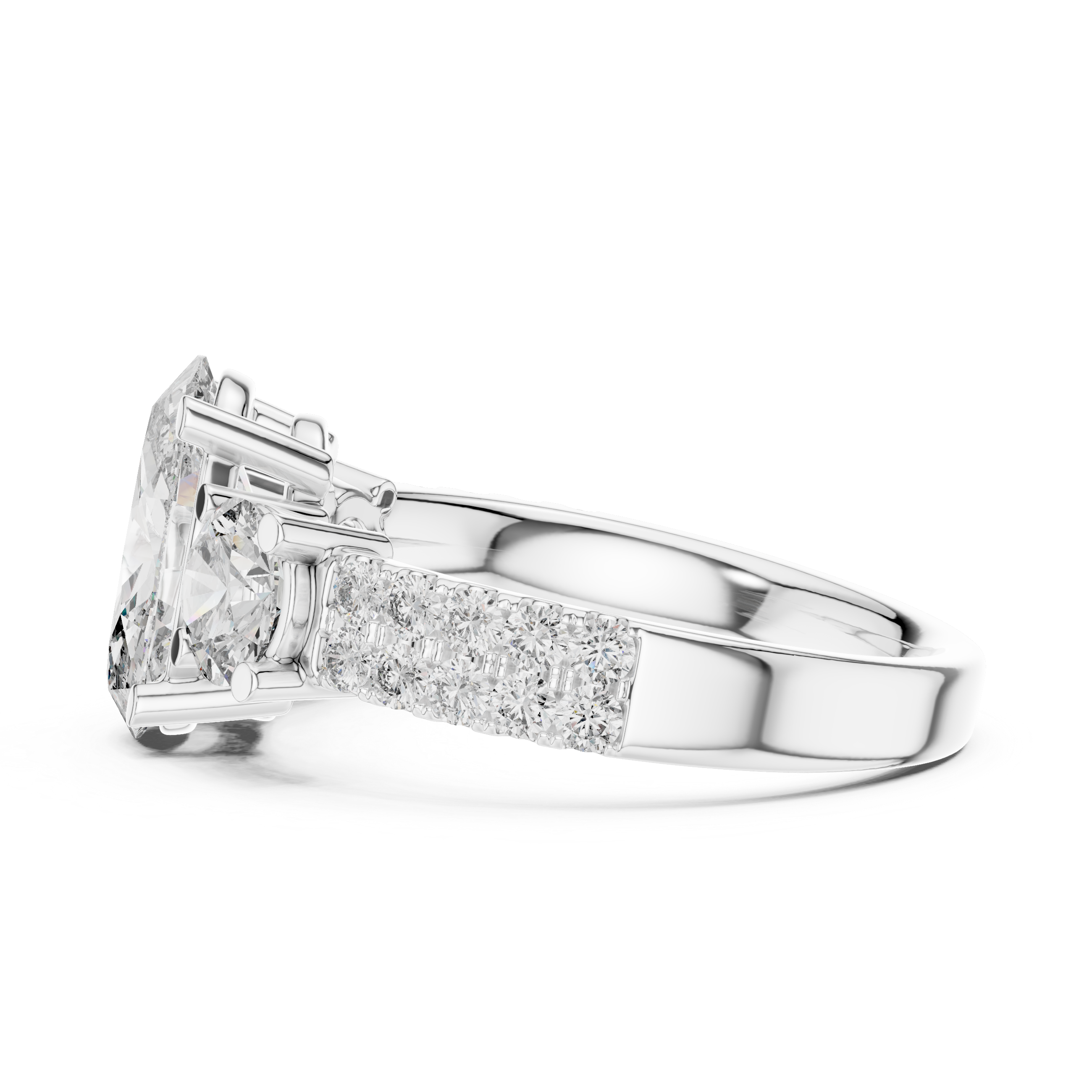 Oval And Round Brilliant Moissanite VVS1 Eternity Engagement Ring