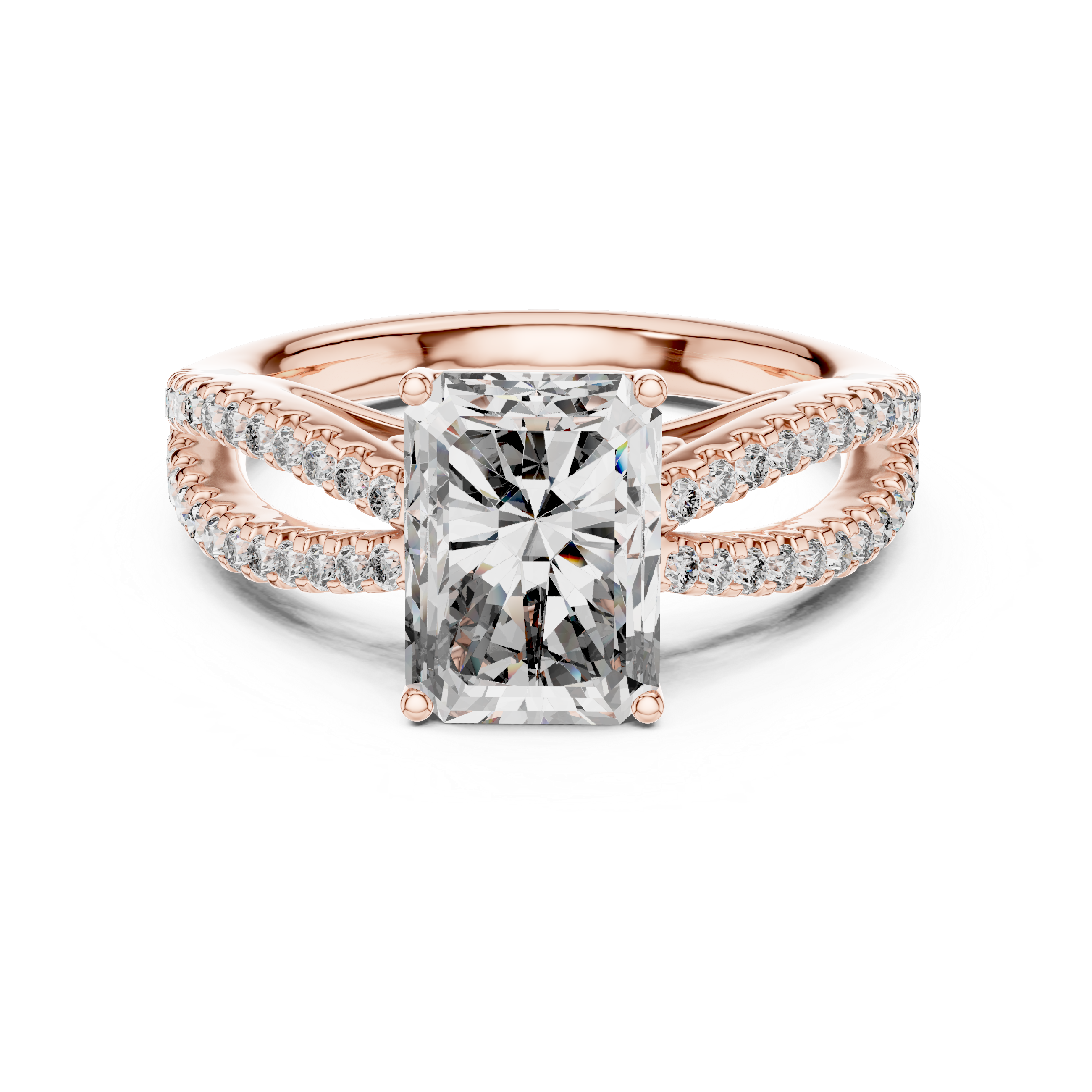 Radiant And Round Cut Brilliant Moissanite VVS1 Eternity Engagement Ring