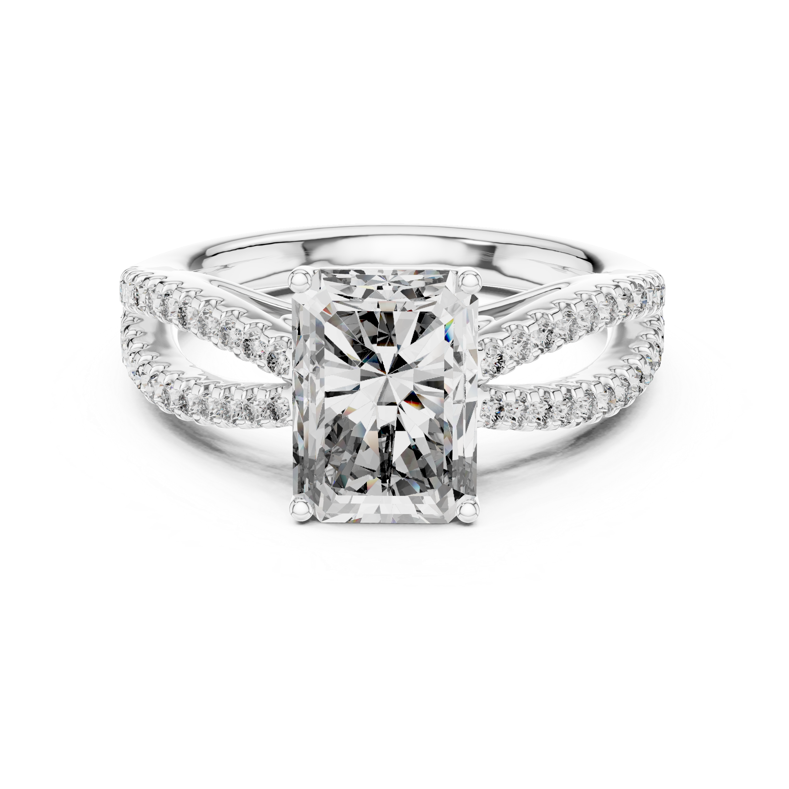Radiant And Round Cut Brilliant Moissanite VVS1 Eternity Engagement Ring