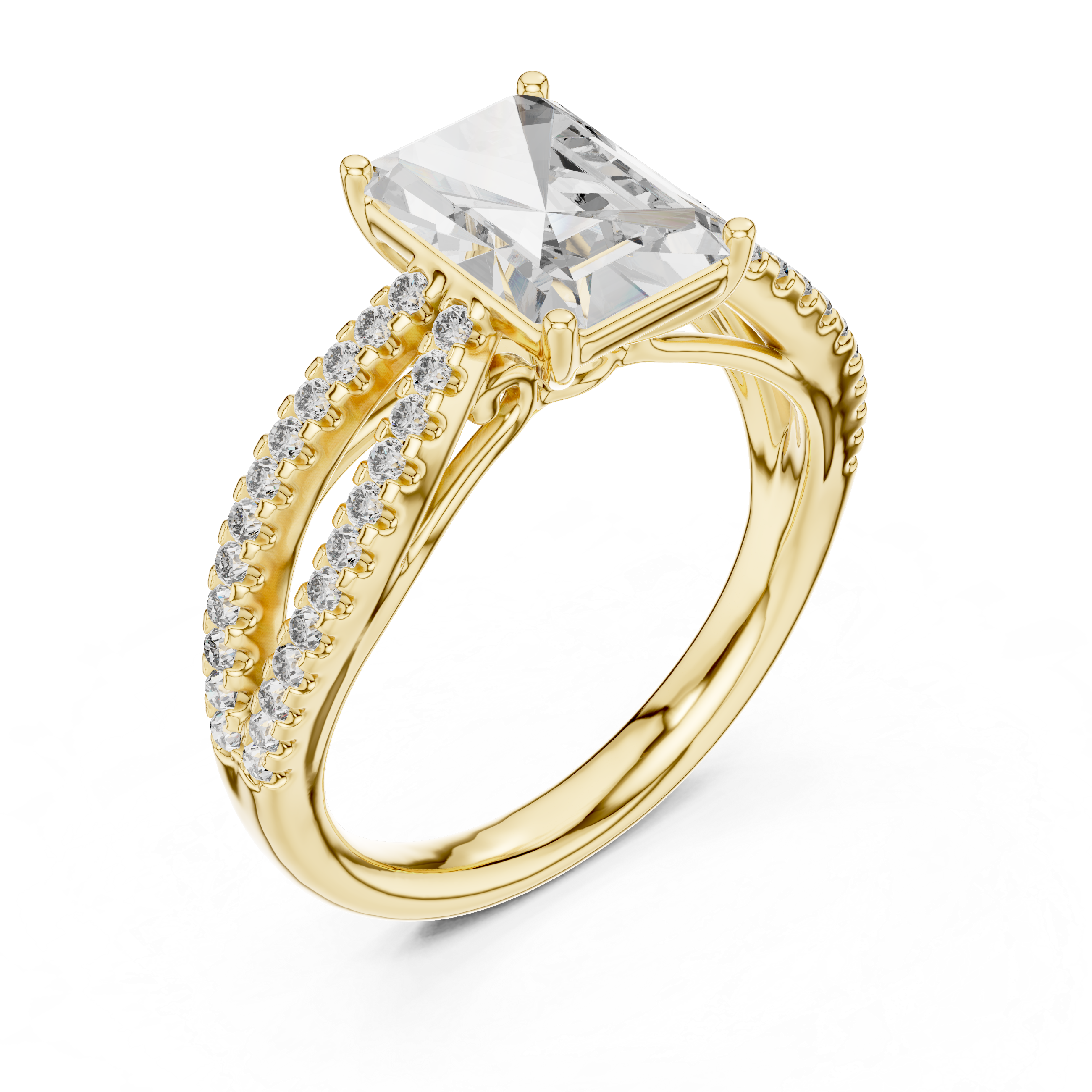 Radiant And Round Cut Brilliant Moissanite VVS1 Eternity Engagement Ring