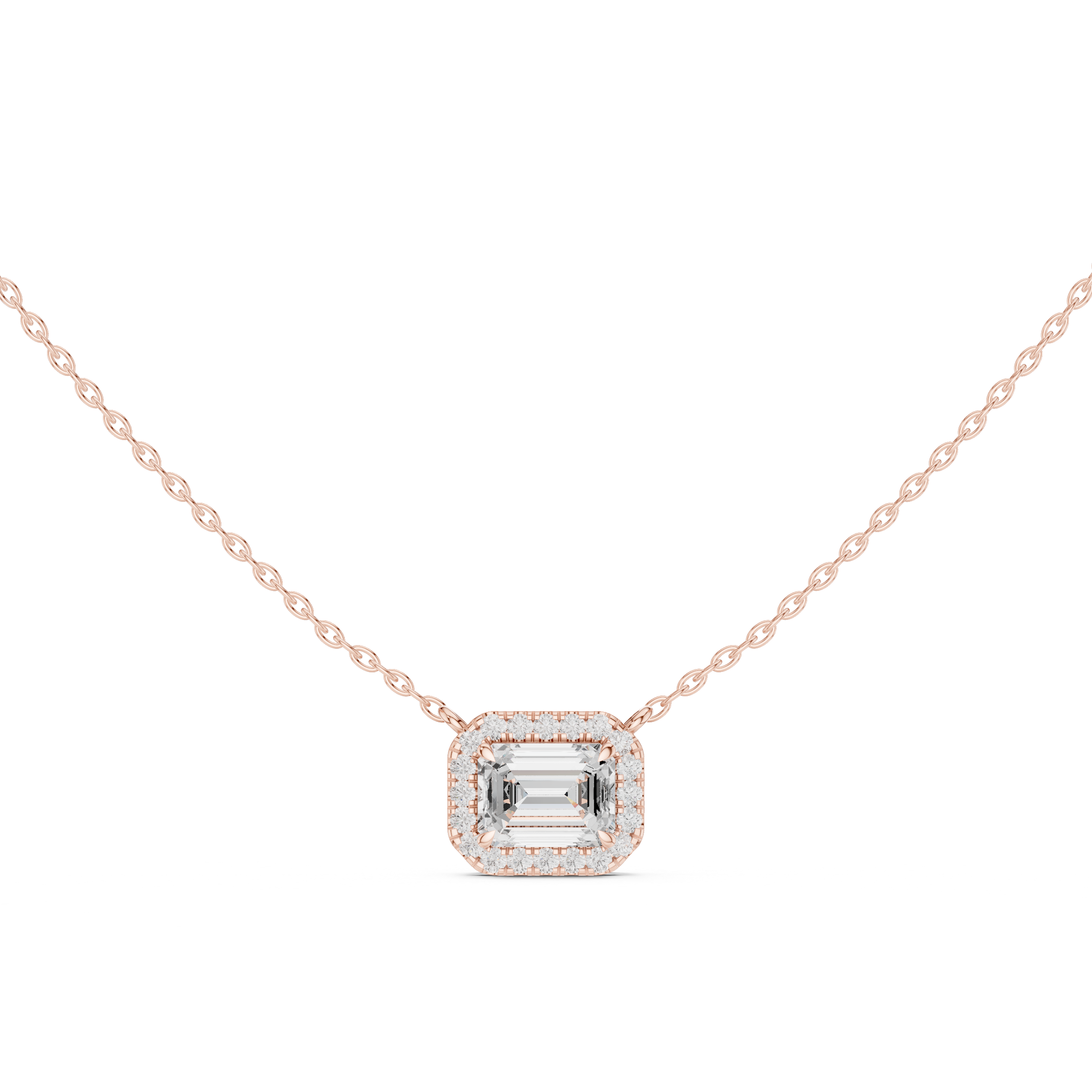 Emerald Minimal Luxe Moissanite Solitaire Pendant in White Gold