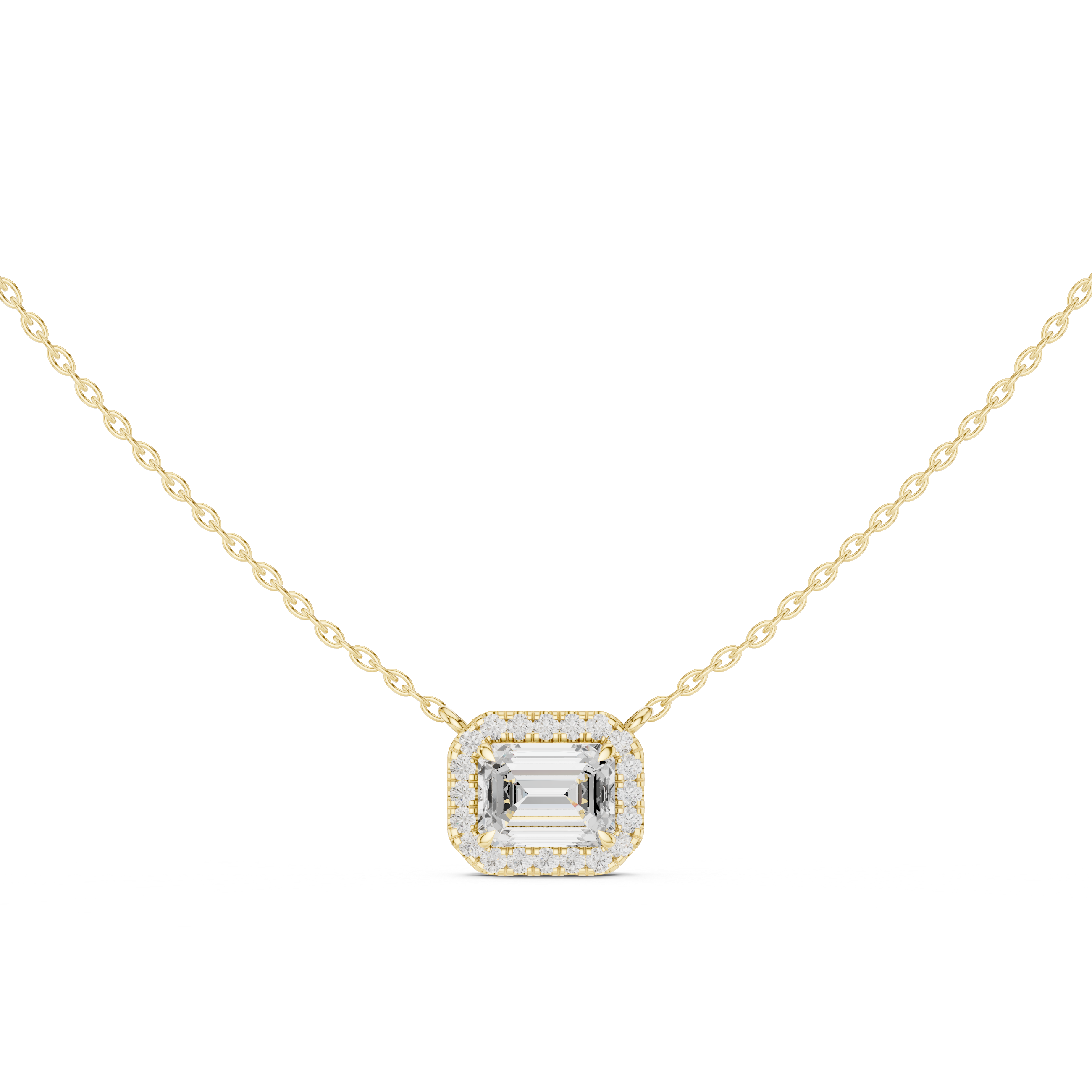 Emerald Minimal Luxe Moissanite Solitaire Pendant in White Gold