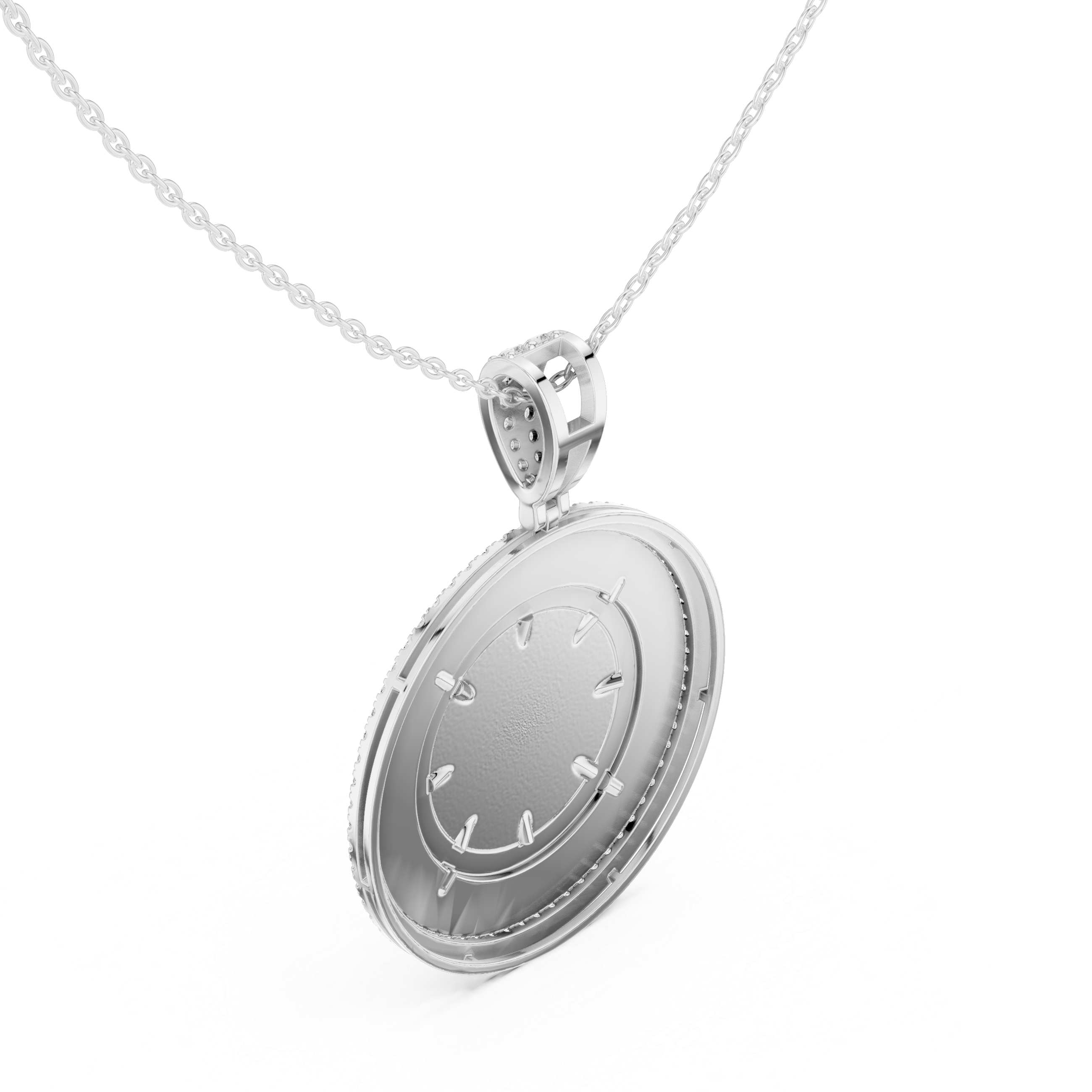 Round Luxe Compass Moissanite Pendant in Rose Gold