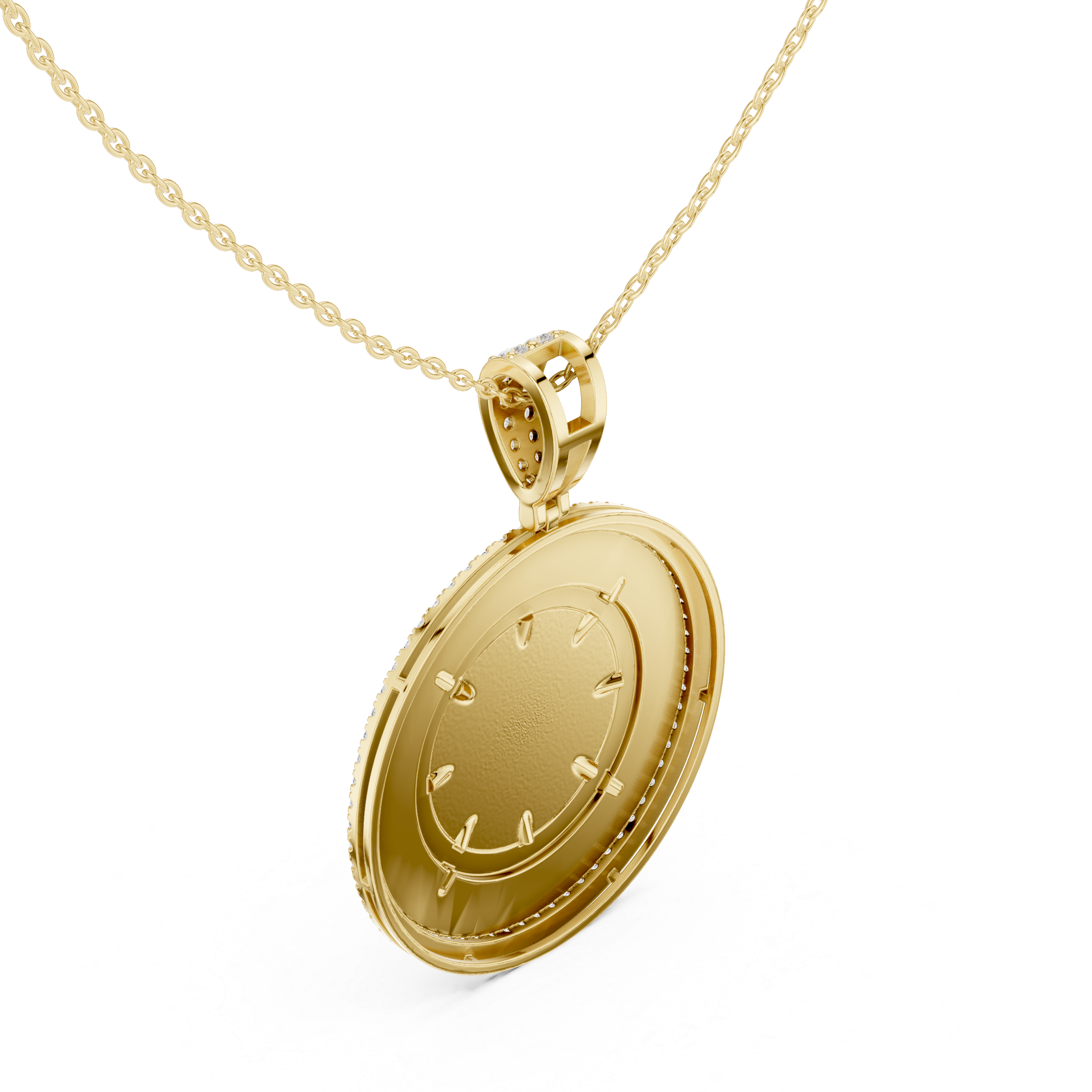 Round Luxe Compass Moissanite Pendant in Rose Gold