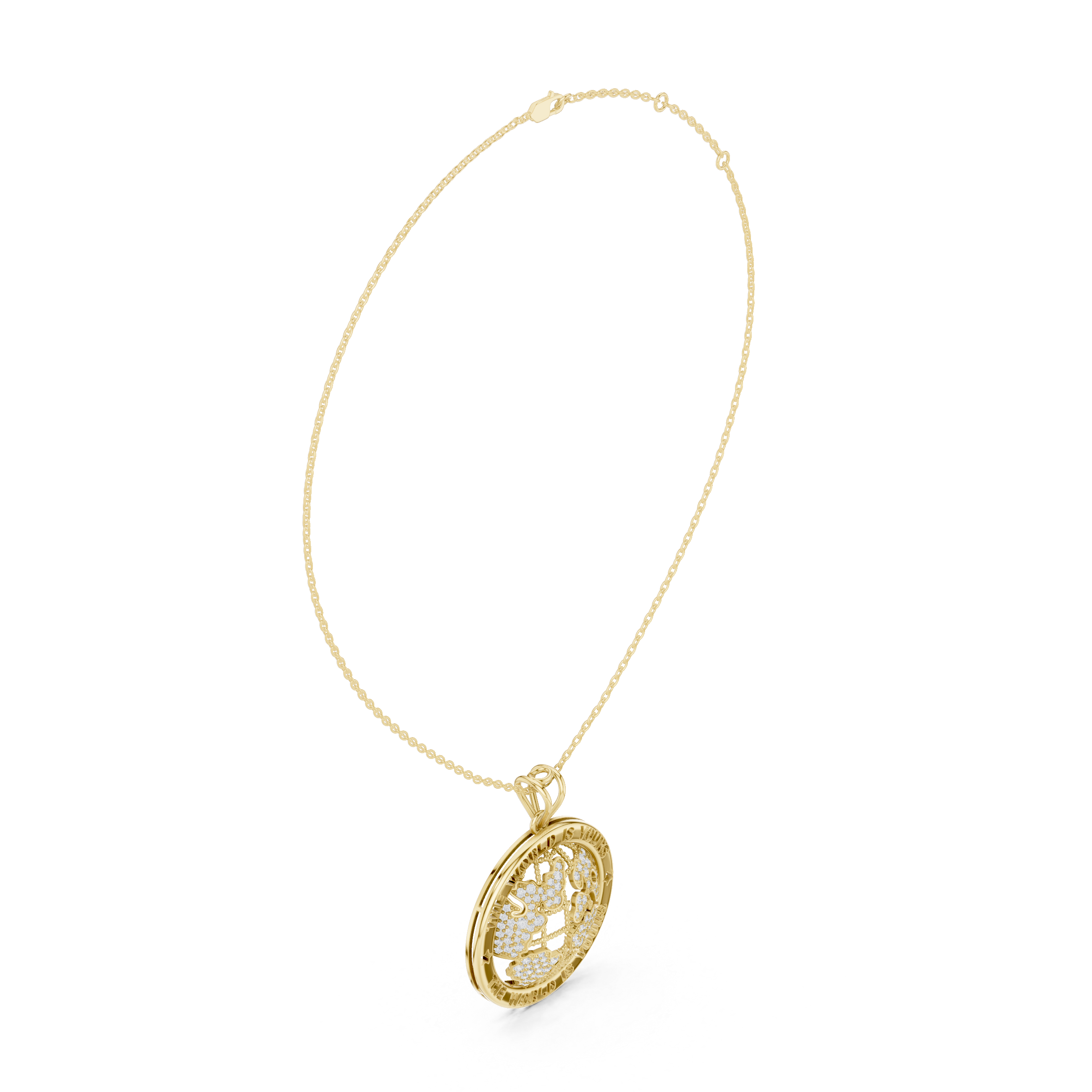 Round Luxe Zodiac Moissanite Medallion Pendant in Yellow Gold
