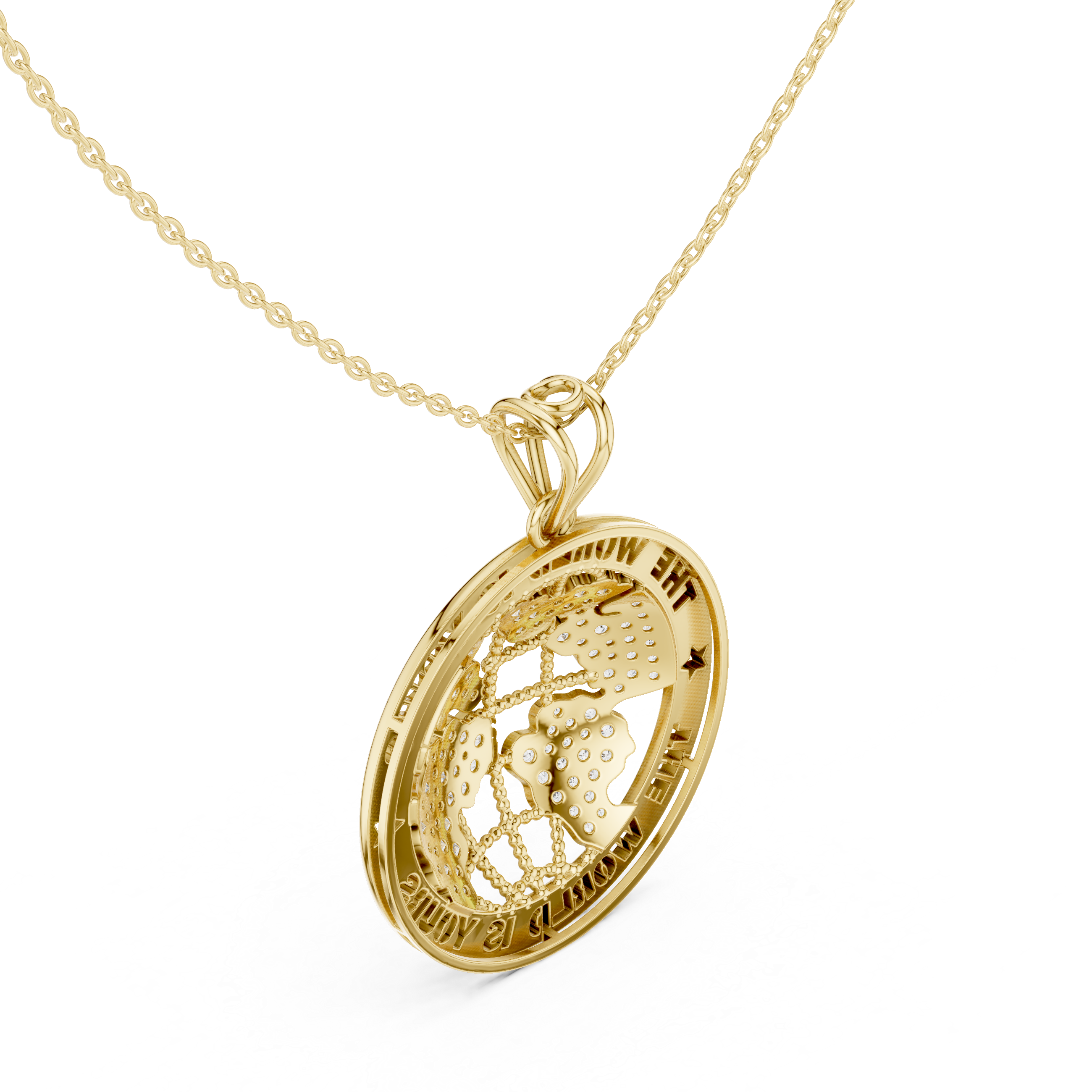 Round Luxe Zodiac Moissanite Medallion Pendant in Yellow Gold