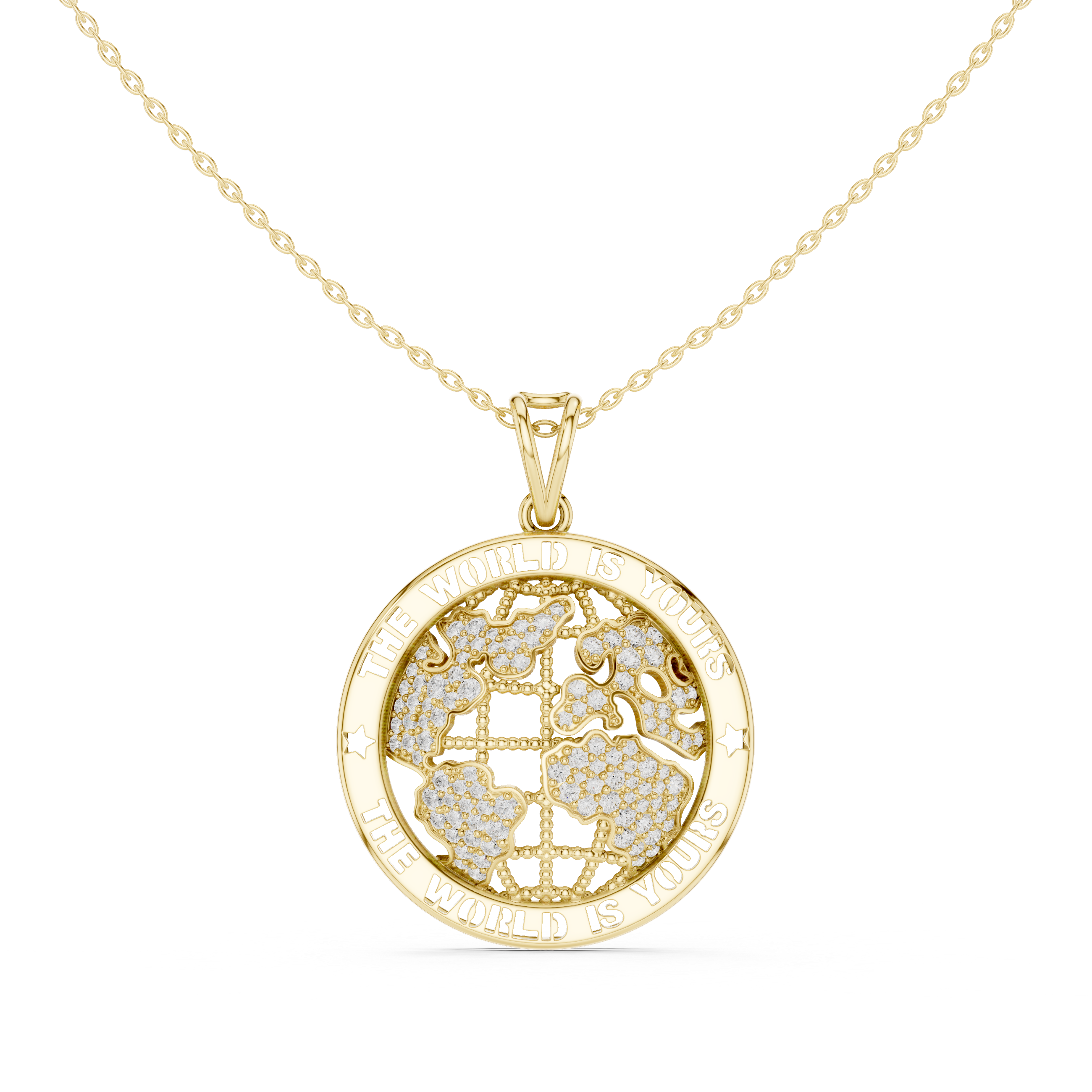 Round Luxe Zodiac Moissanite Medallion Pendant in Yellow Gold