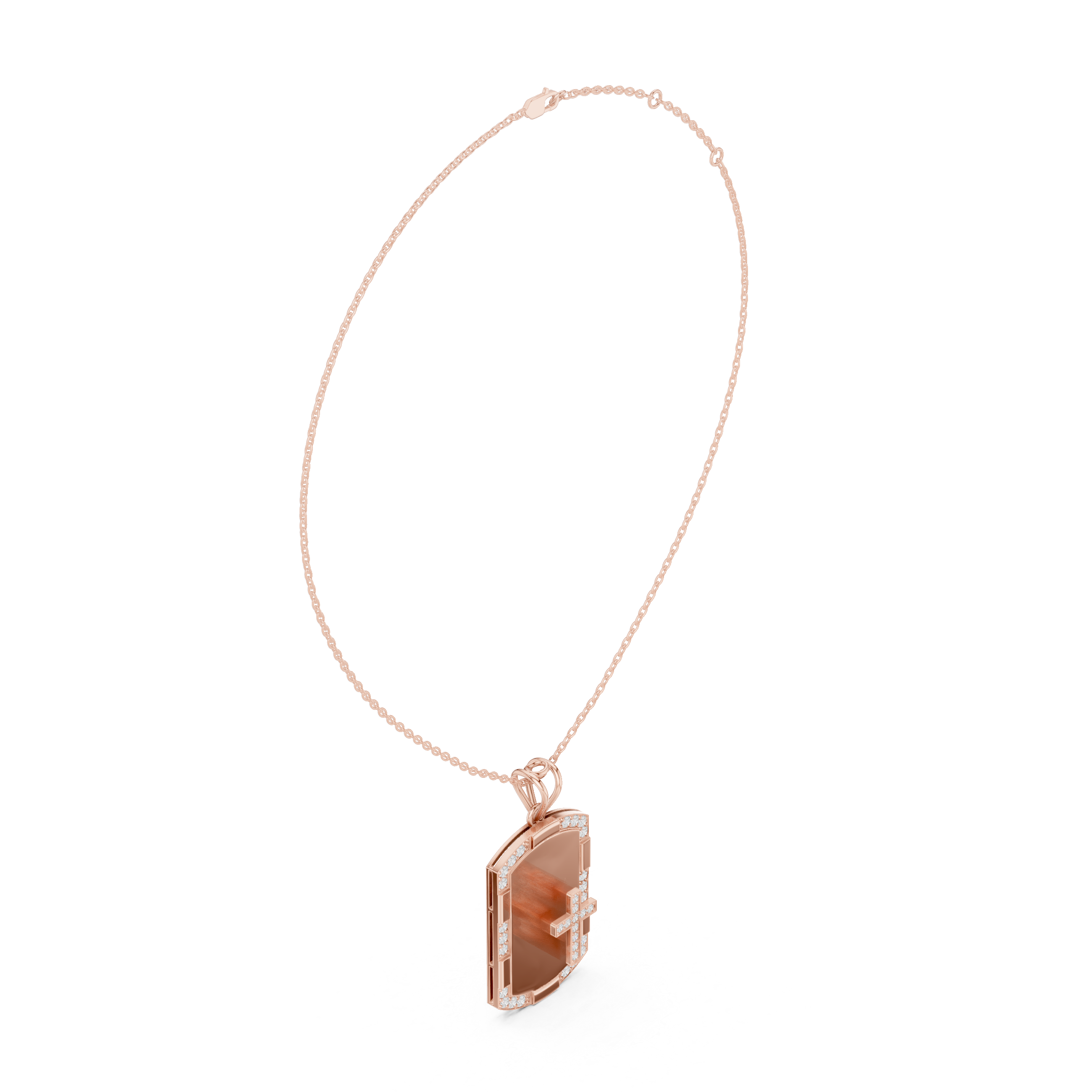 Round Luxe Shield Engravable Pendant in White Gold
