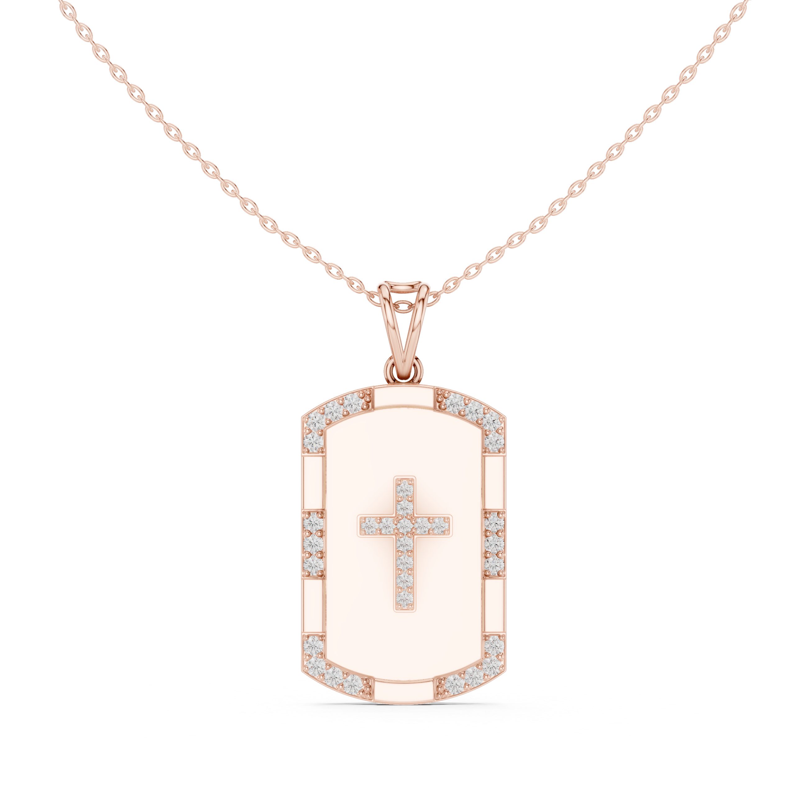 Round Luxe Shield Engravable Pendant in White Gold