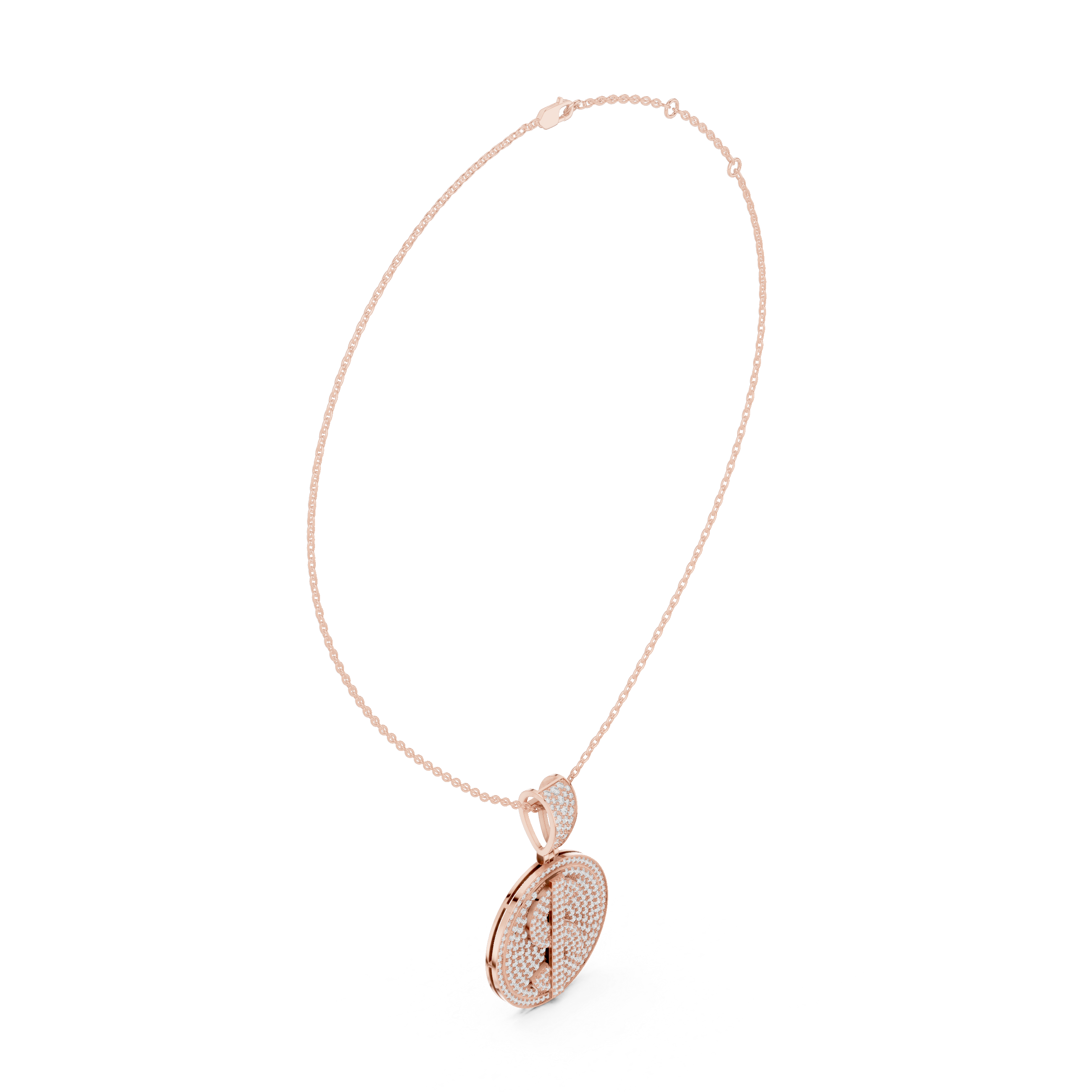 Round Luxe Pavé Moissanite Medallion Pendant in Yellow Gold
