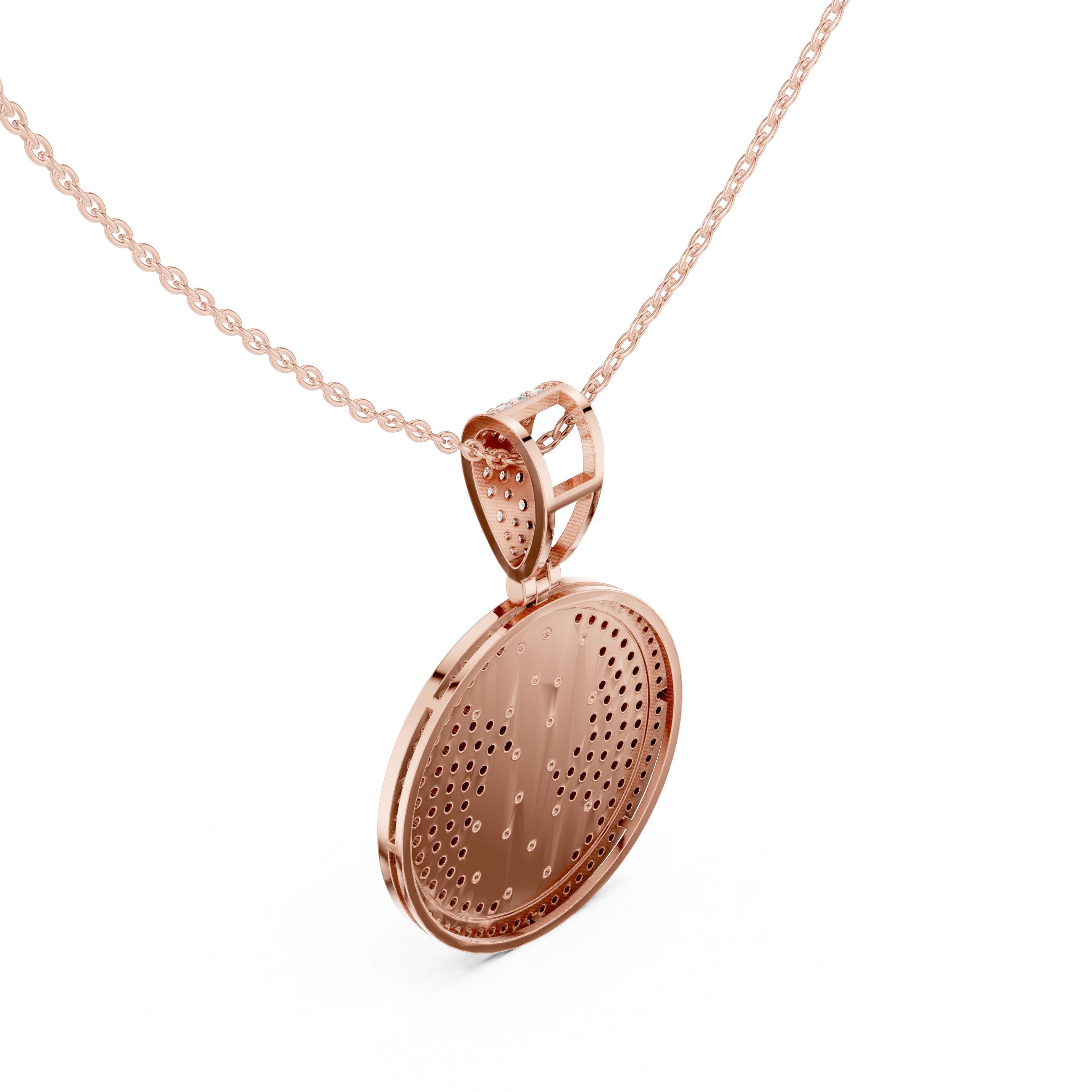 Round Luxe Pavé Moissanite Medallion Pendant in Yellow Gold